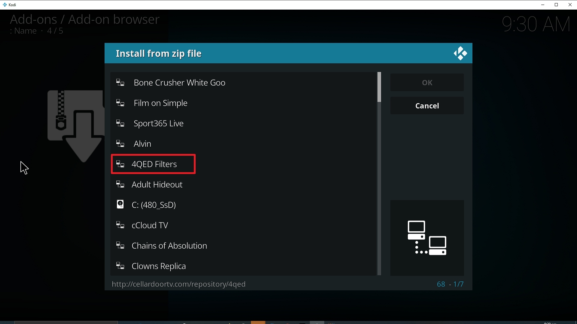Step 17 Installing 4QED Filters addon on Kodi