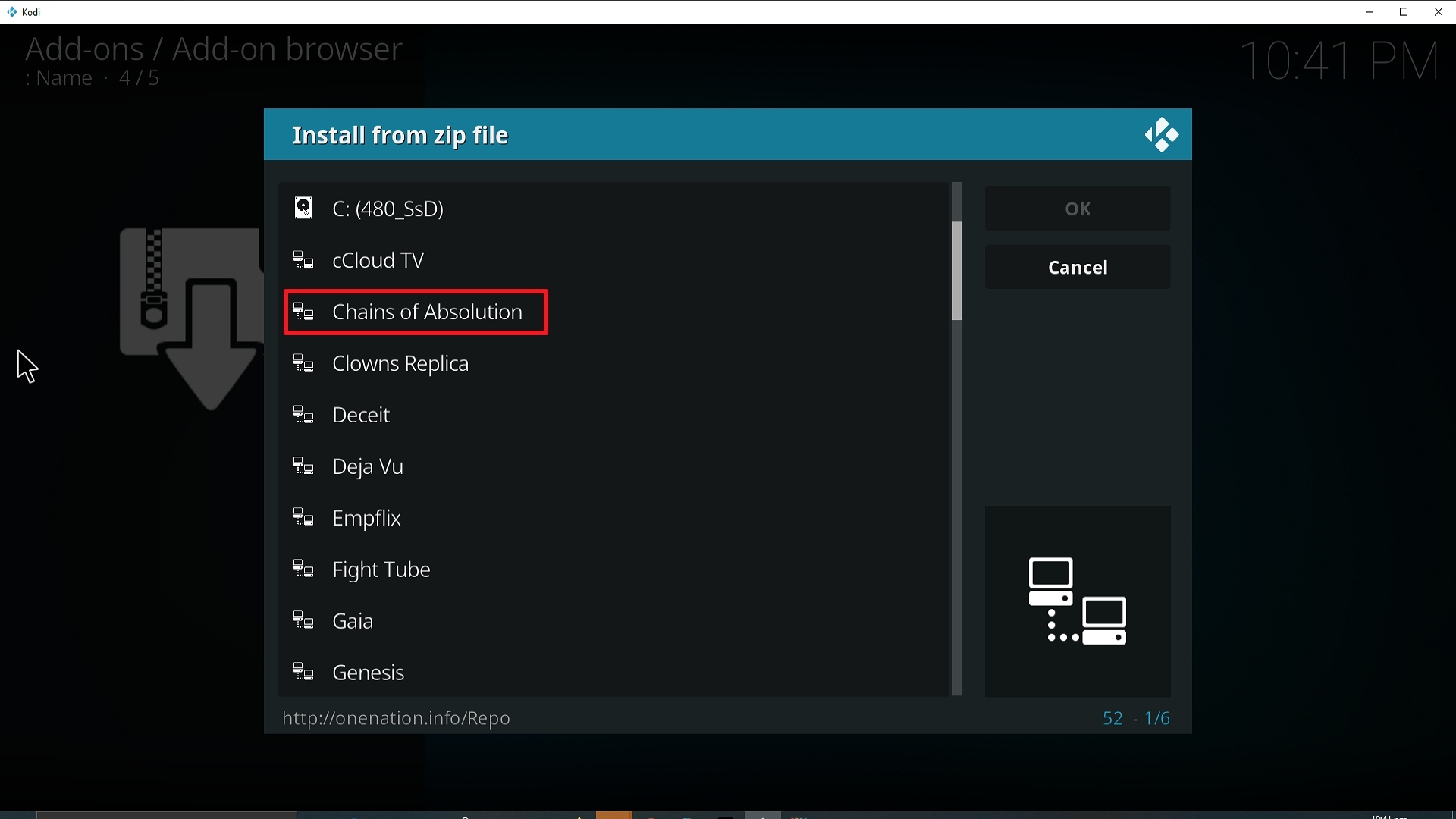 Step 17 Installing Chains of Absolution Kodi addon on Kodi