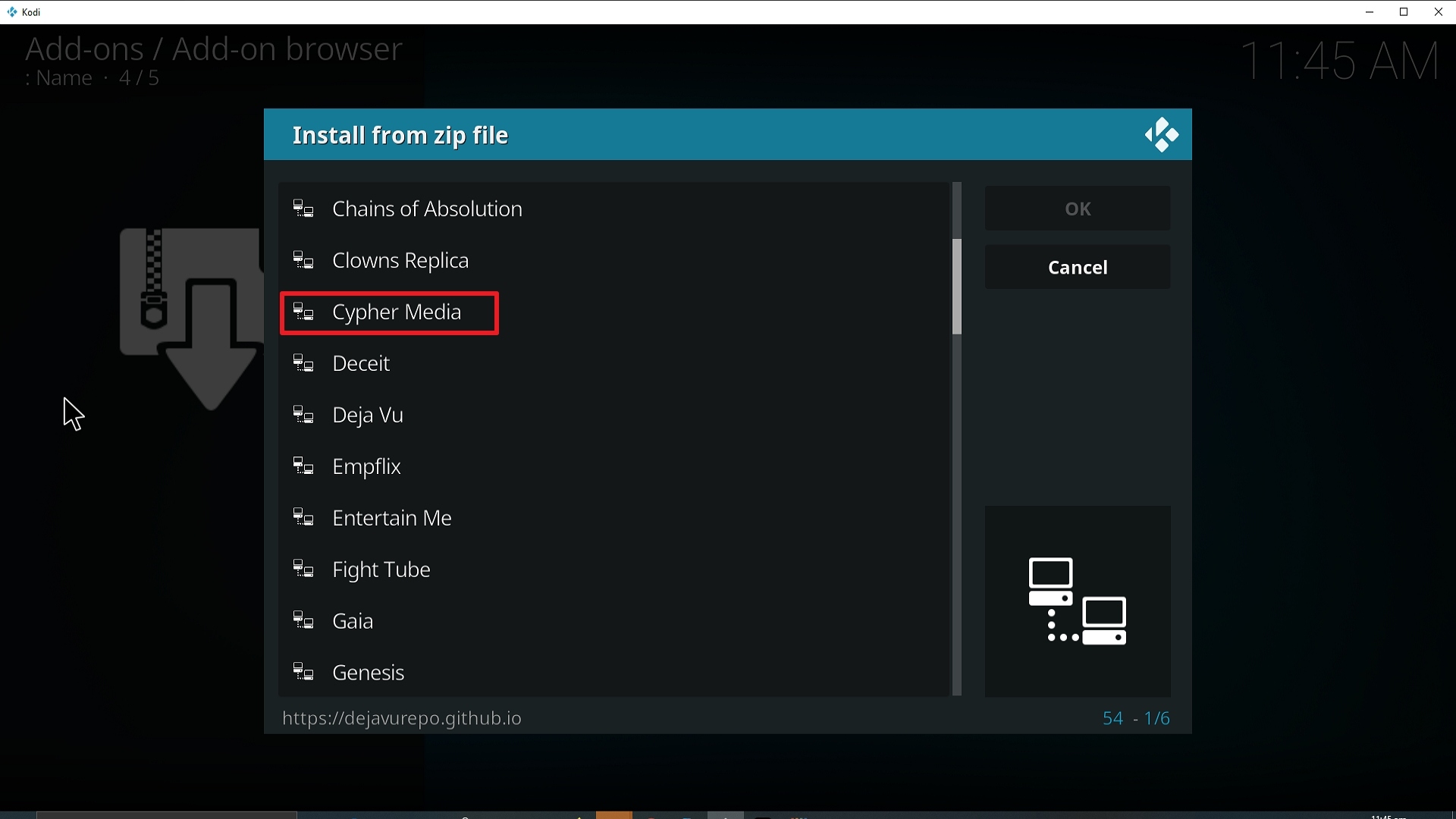 Step 17 Installing Cypher Media Kodi addon on Kodi