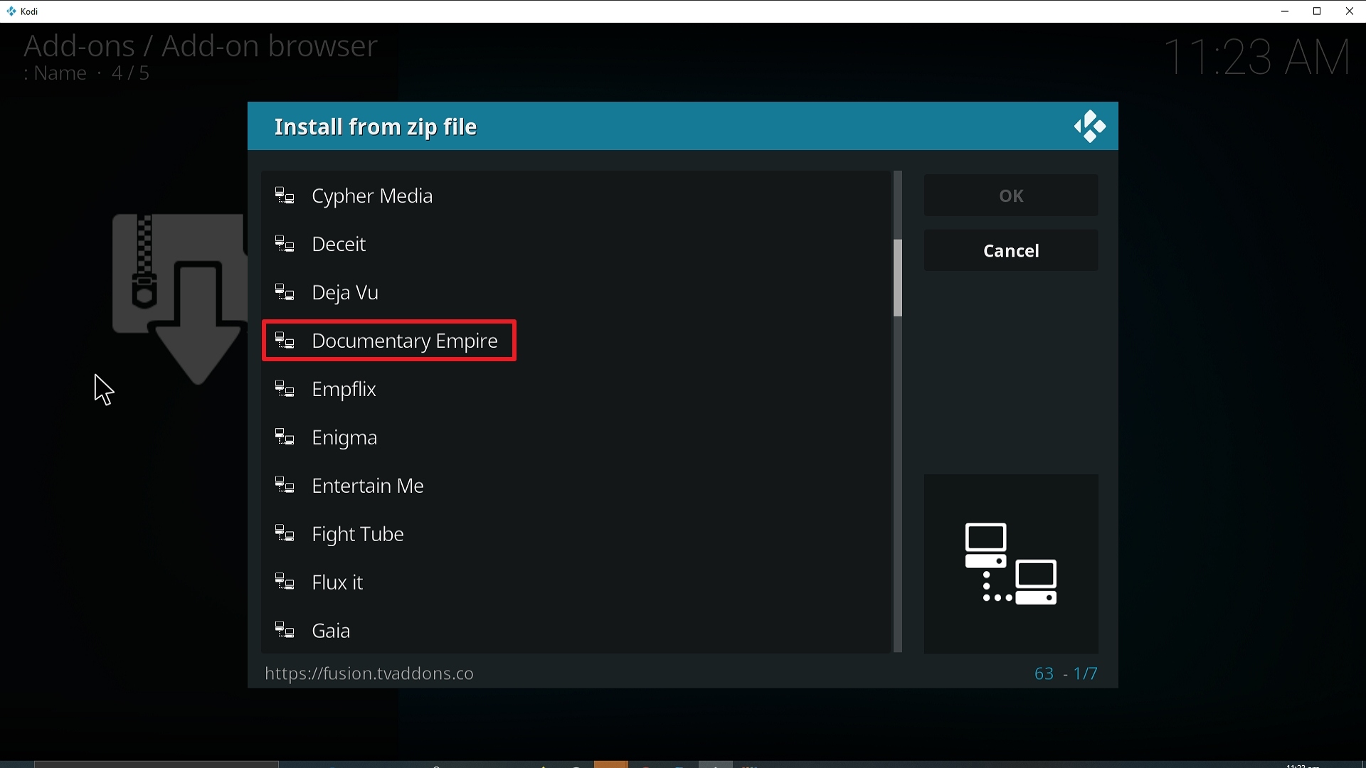 Step 17 Installing Documentary Empire addon on Kodi
