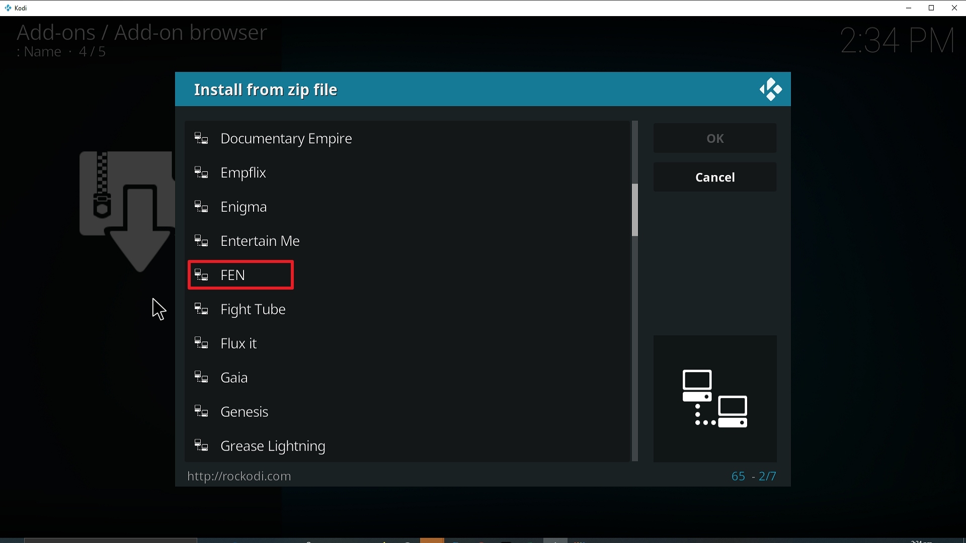Step 17 Installing FEN addon on Kodi