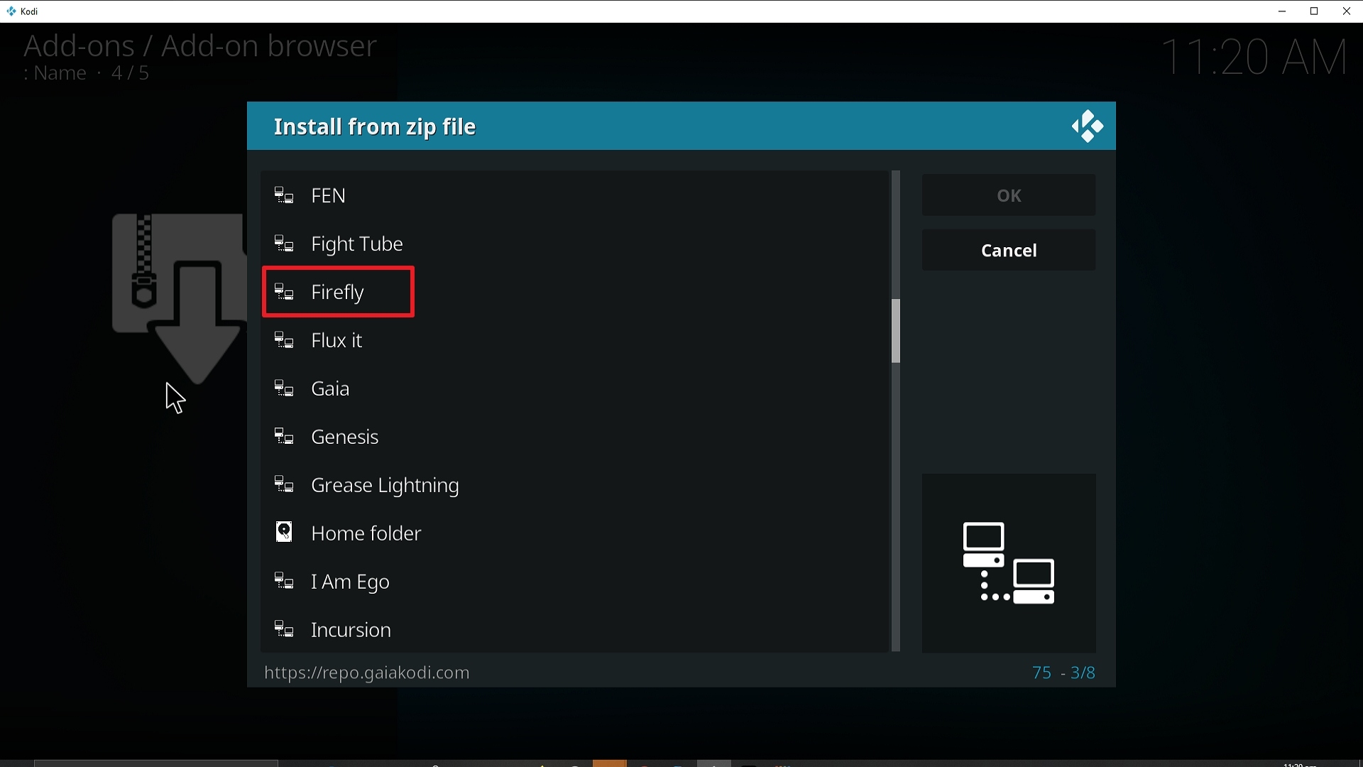 Step 17 Installing Firefly addon on Kodi