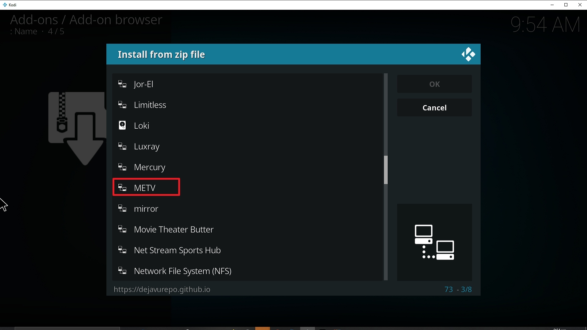 Step 17 Installing METV addon on Kodi