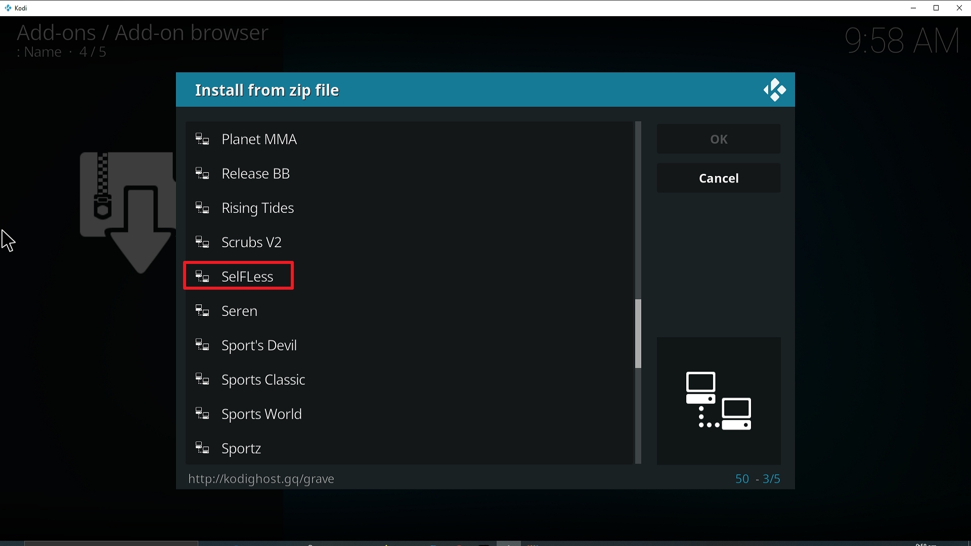 Step 17 Installing SelfLess Kodi addon on Kodi