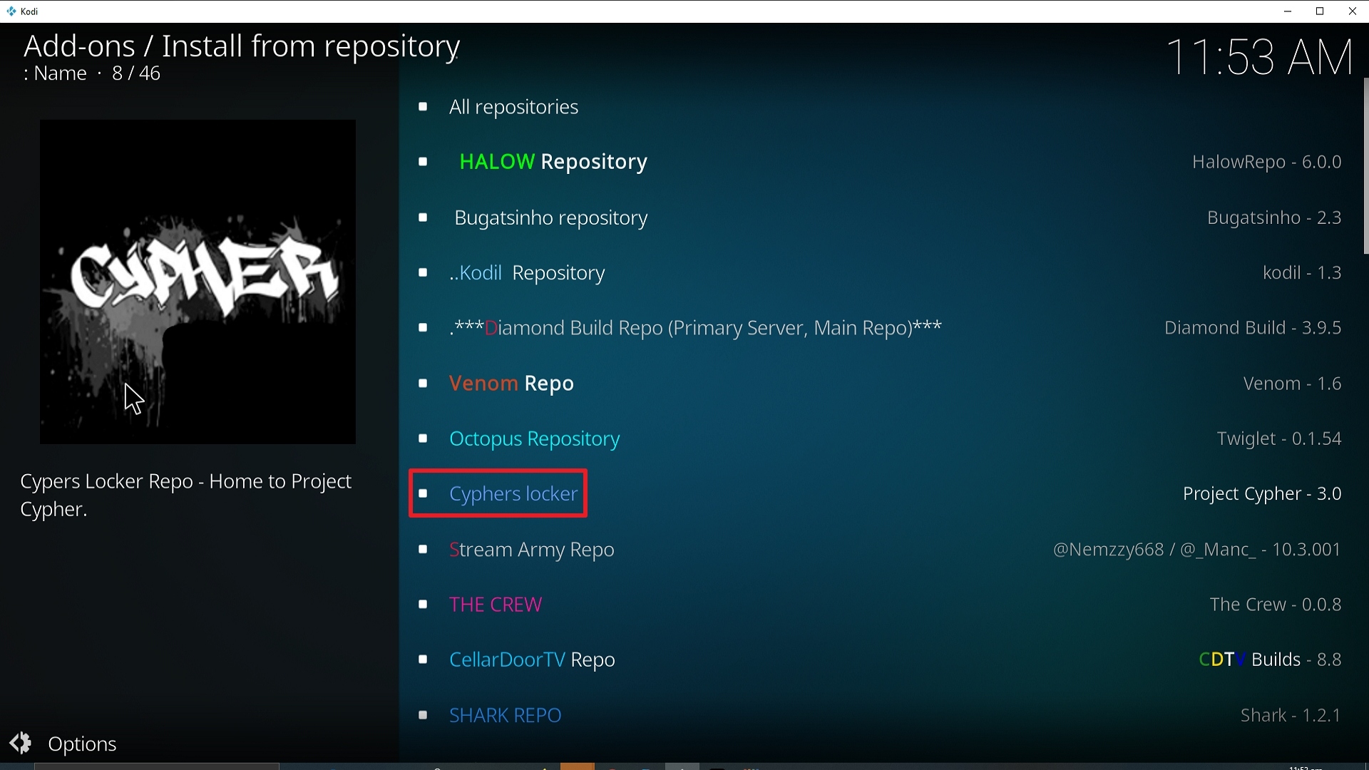 Step 20 Installing Cypher Media Kodi addon on Kodi