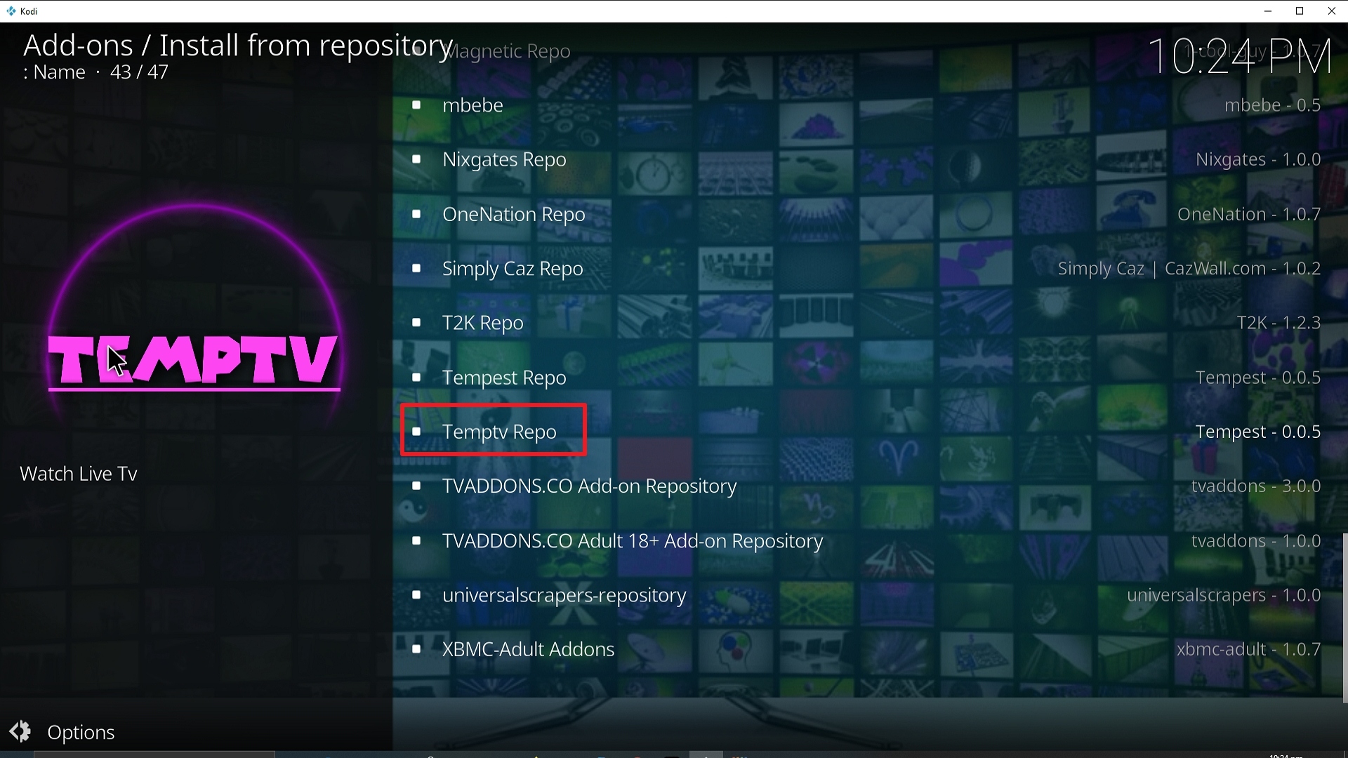 Step 20 Installing TempTV Kodi addon on Kodi