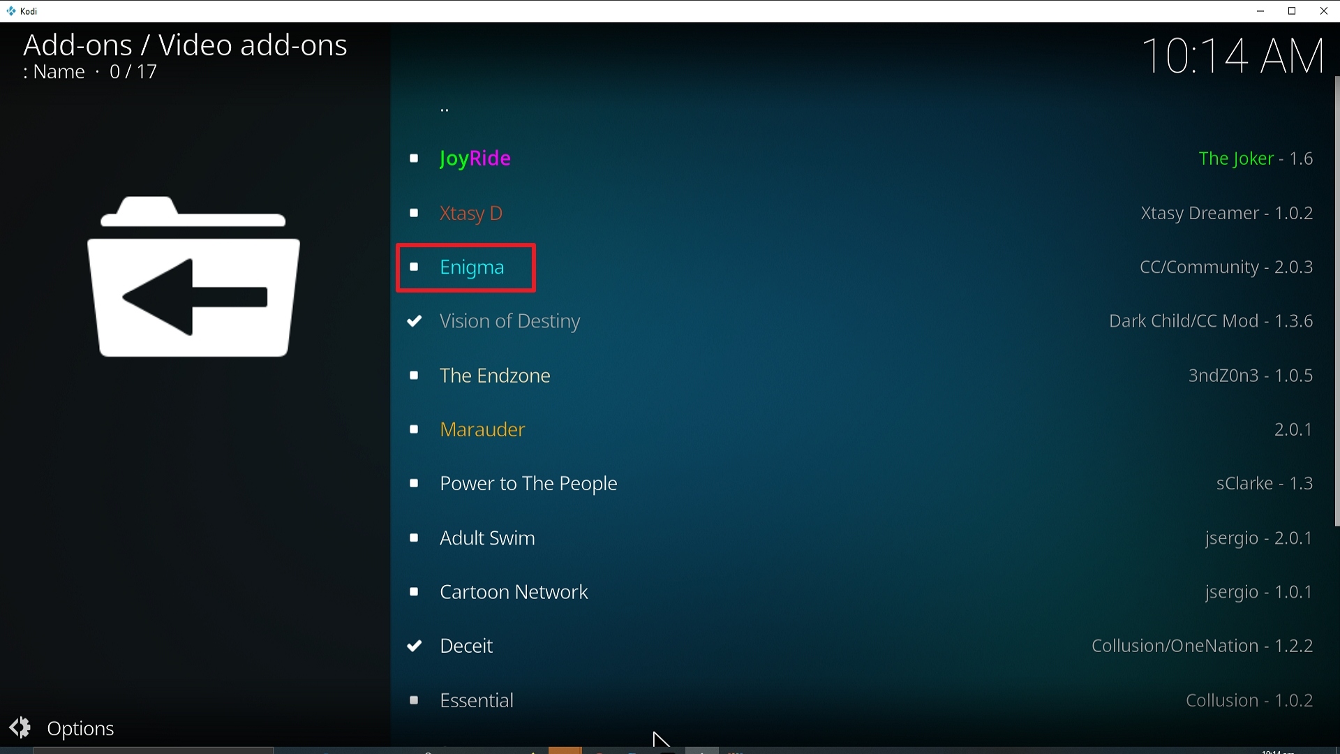 Step 22 Installing Enigma Kodi addon on Kodi