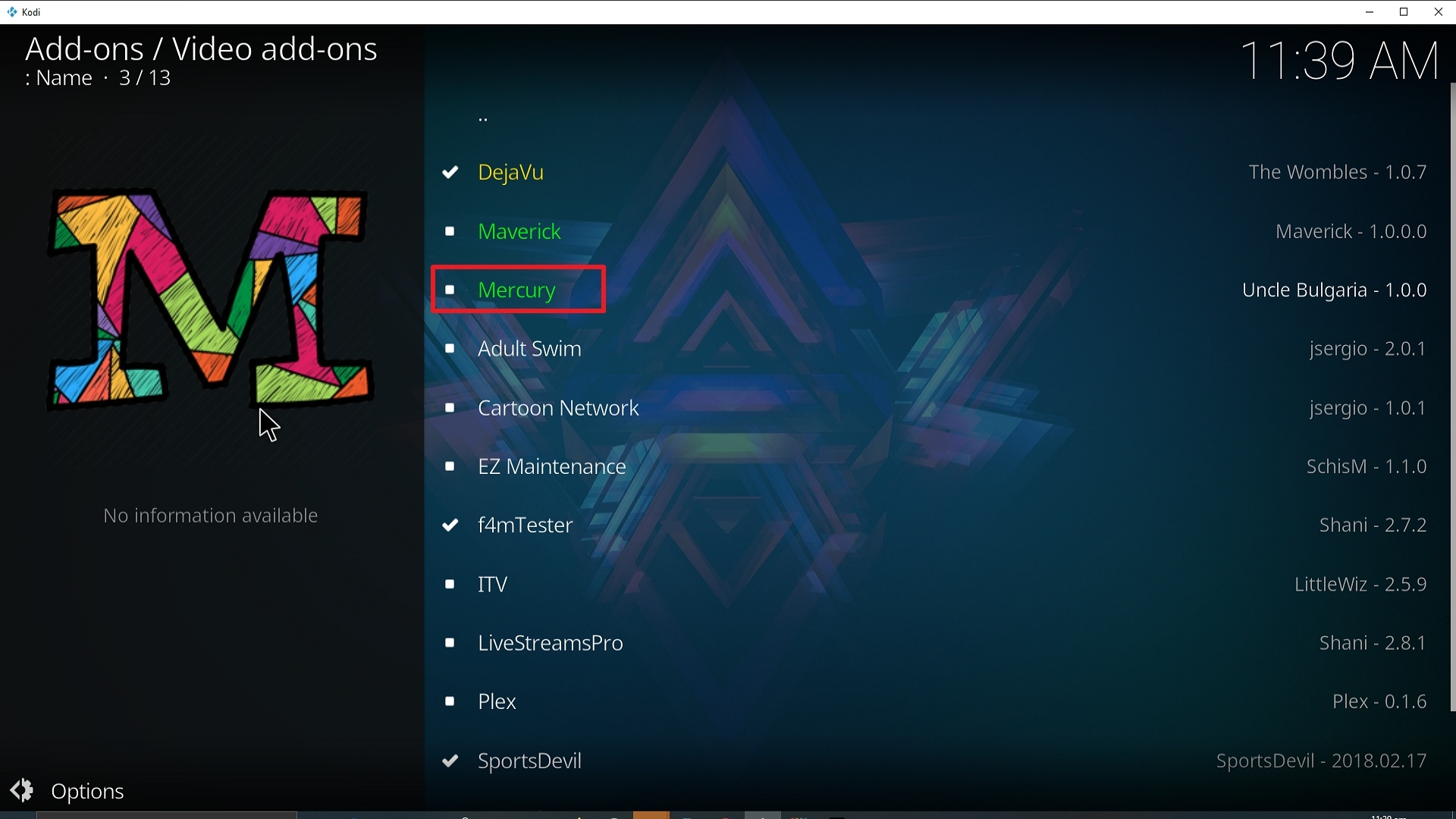 Step 22 Installing Mercury addon on Kodi