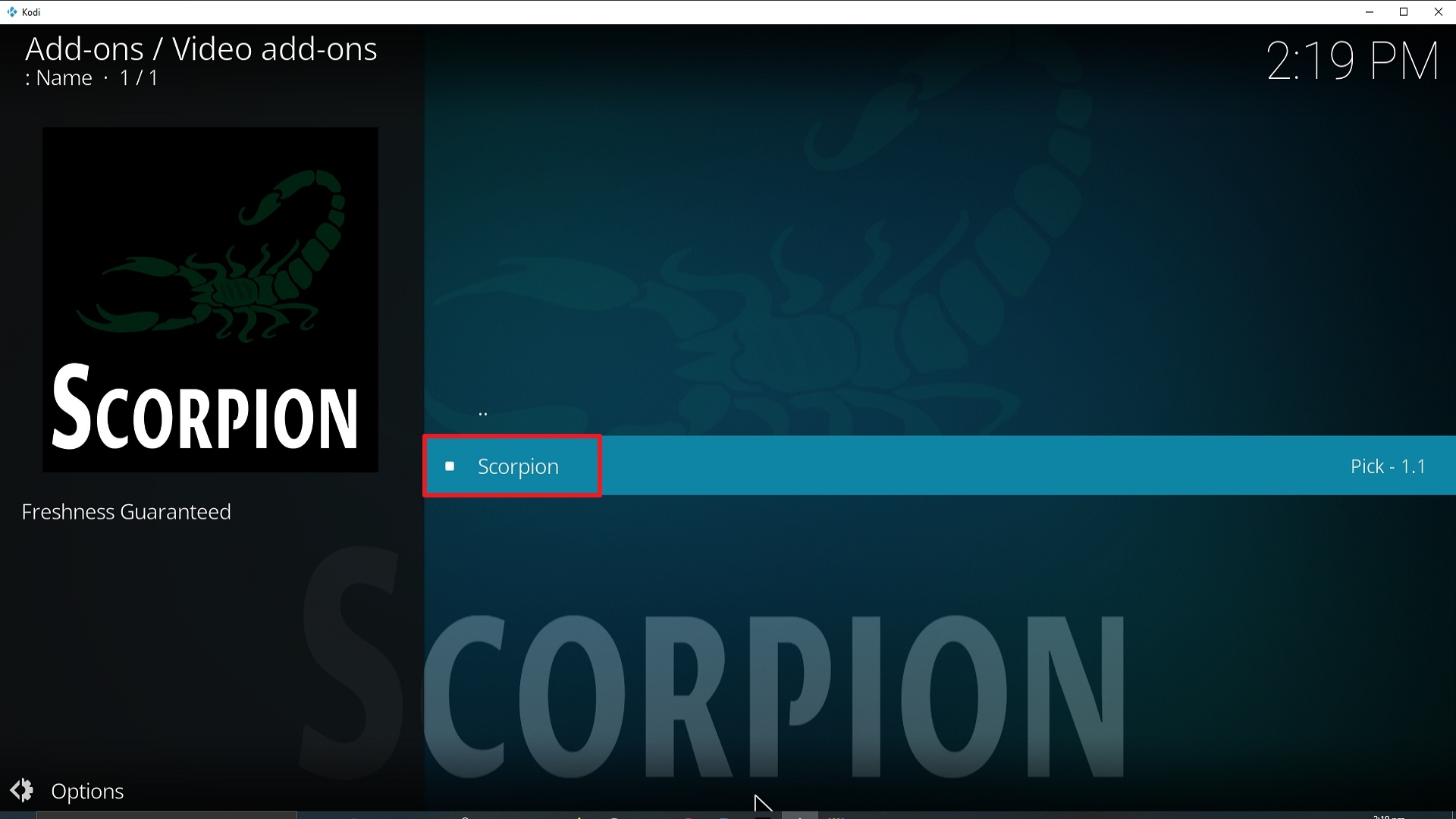 Step 22 Installing Scorpion addon on Kodi