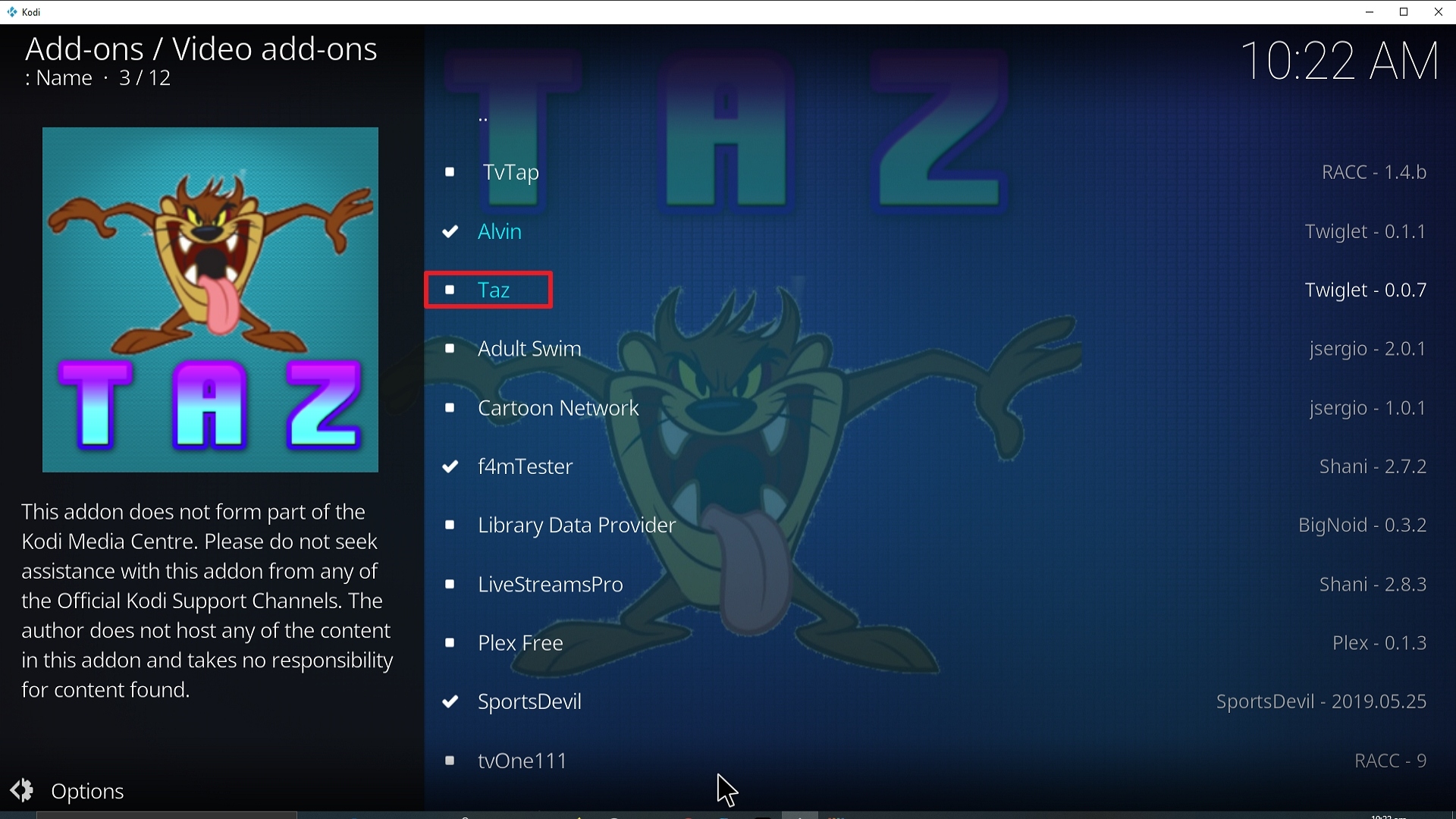 Step 22 Installing Taz addon on Kodi