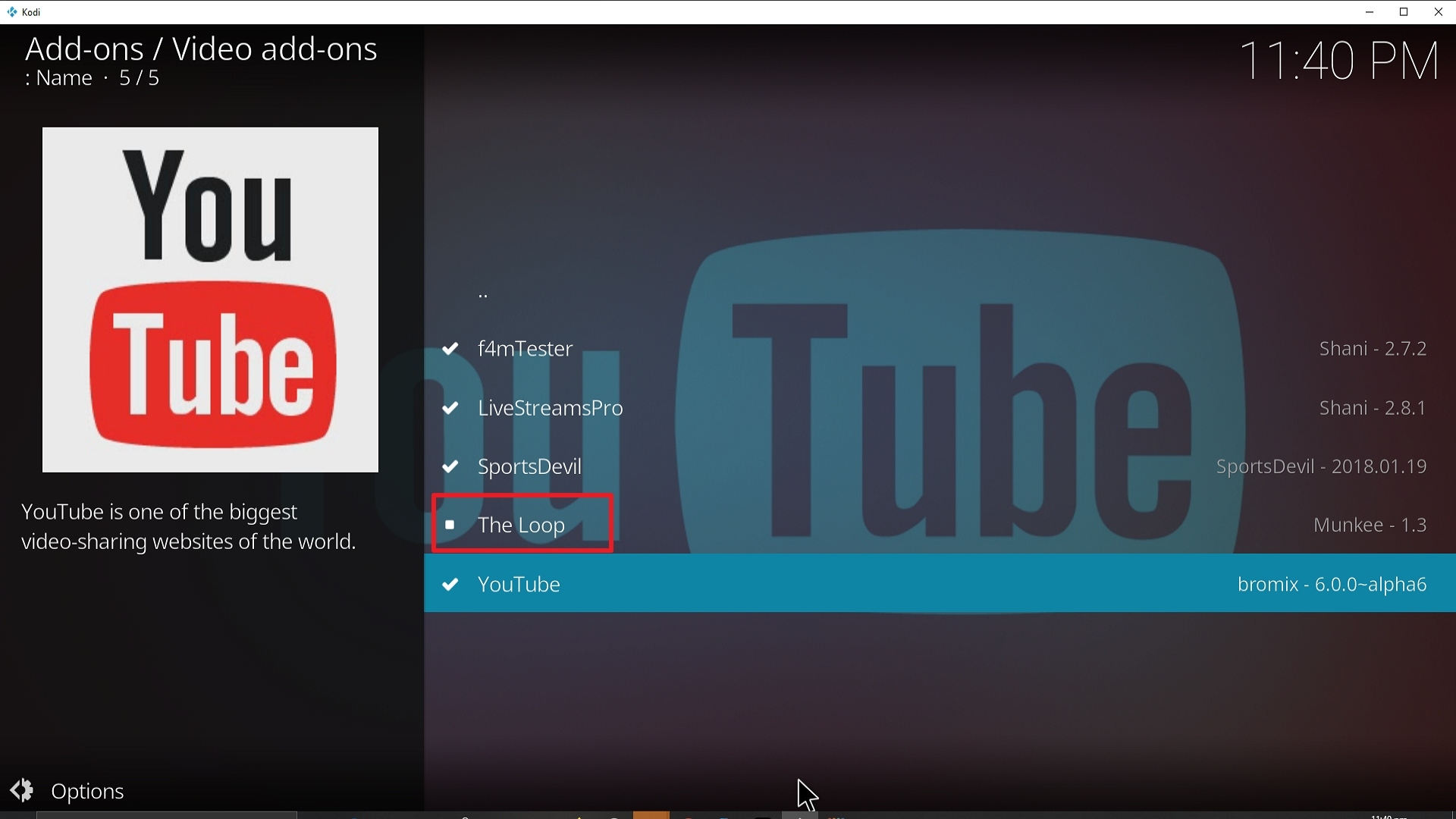 Step 22 Installing The Loop addon on Kodi