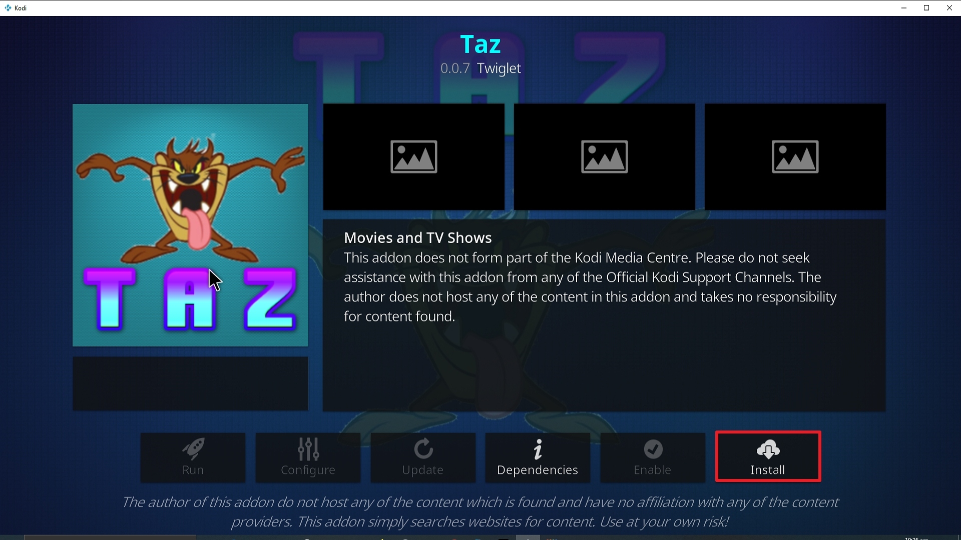 Step 23 Installing Taz addon on Kodi