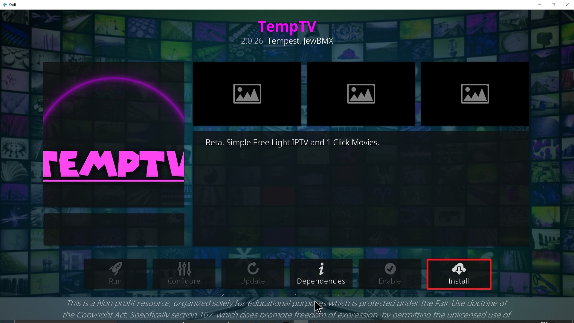 Step 23 Installing TempTV Kodi addon on Kodi
