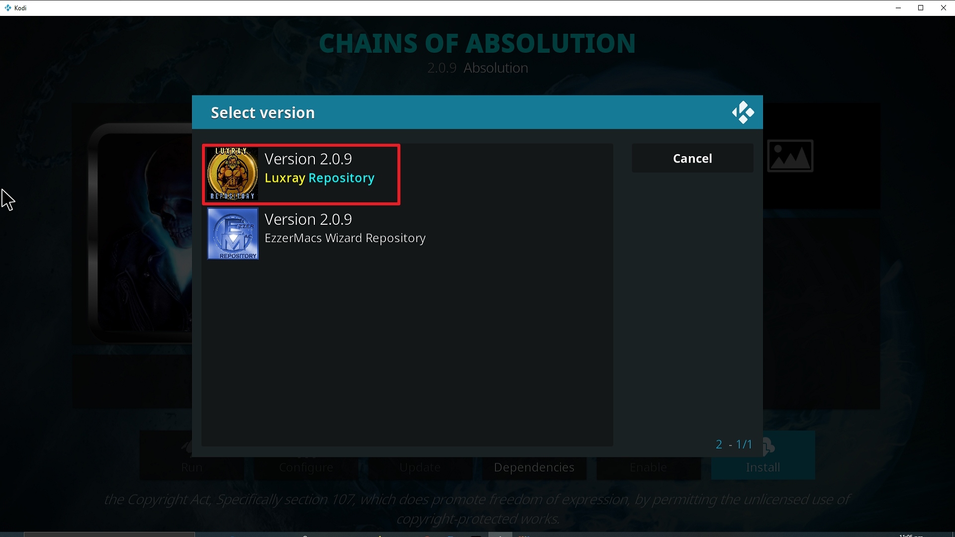 Step 24 Installing Chains of Absolution Kodi addon on Kodi