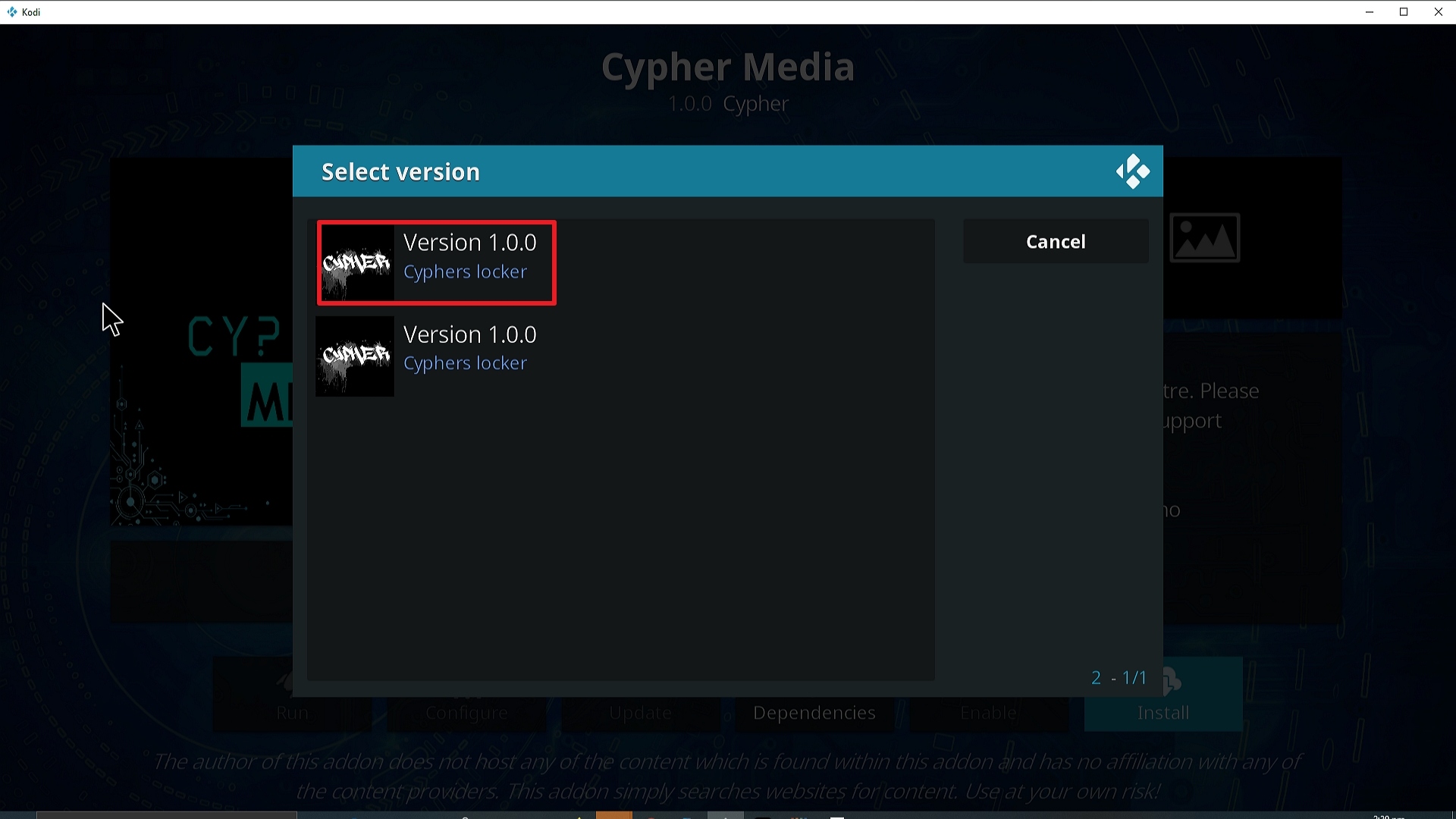 Step 24 Installing Cypher Media Kodi addon on Kodi