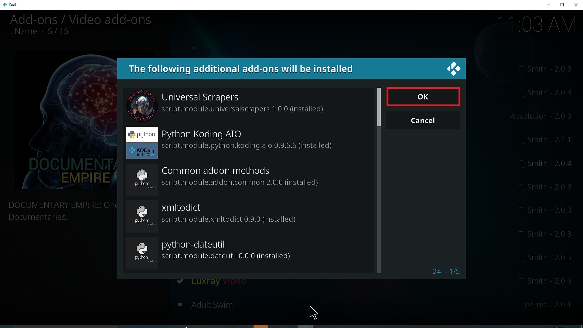 Step 24 Installing Documentary Empire addon on Kodi