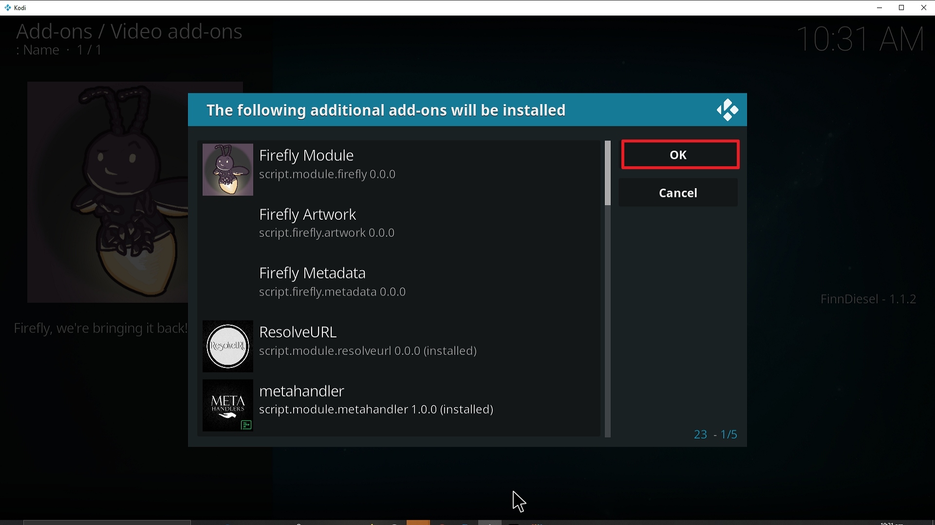 Step 24 Installing Firefly addon on Kodi