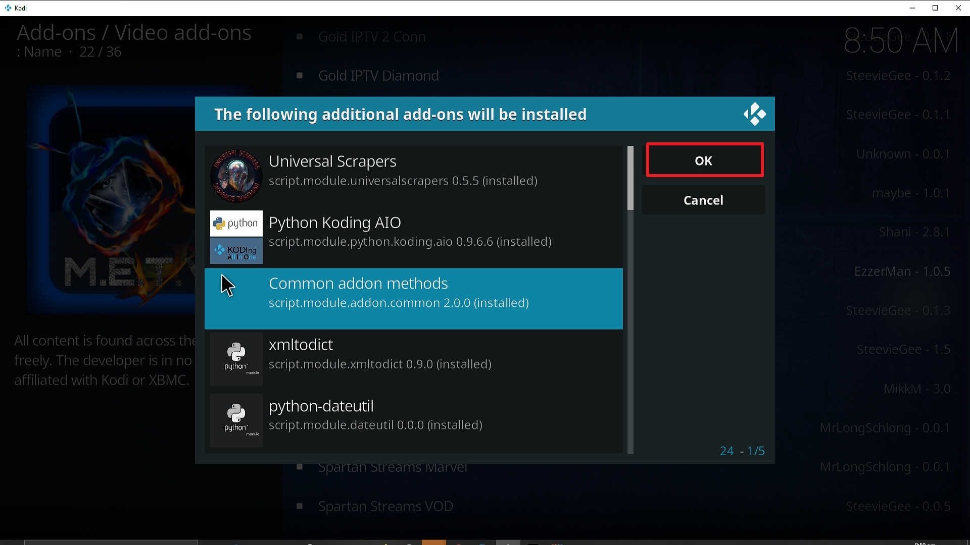 Step 24 Installing METV addon on Kodi
