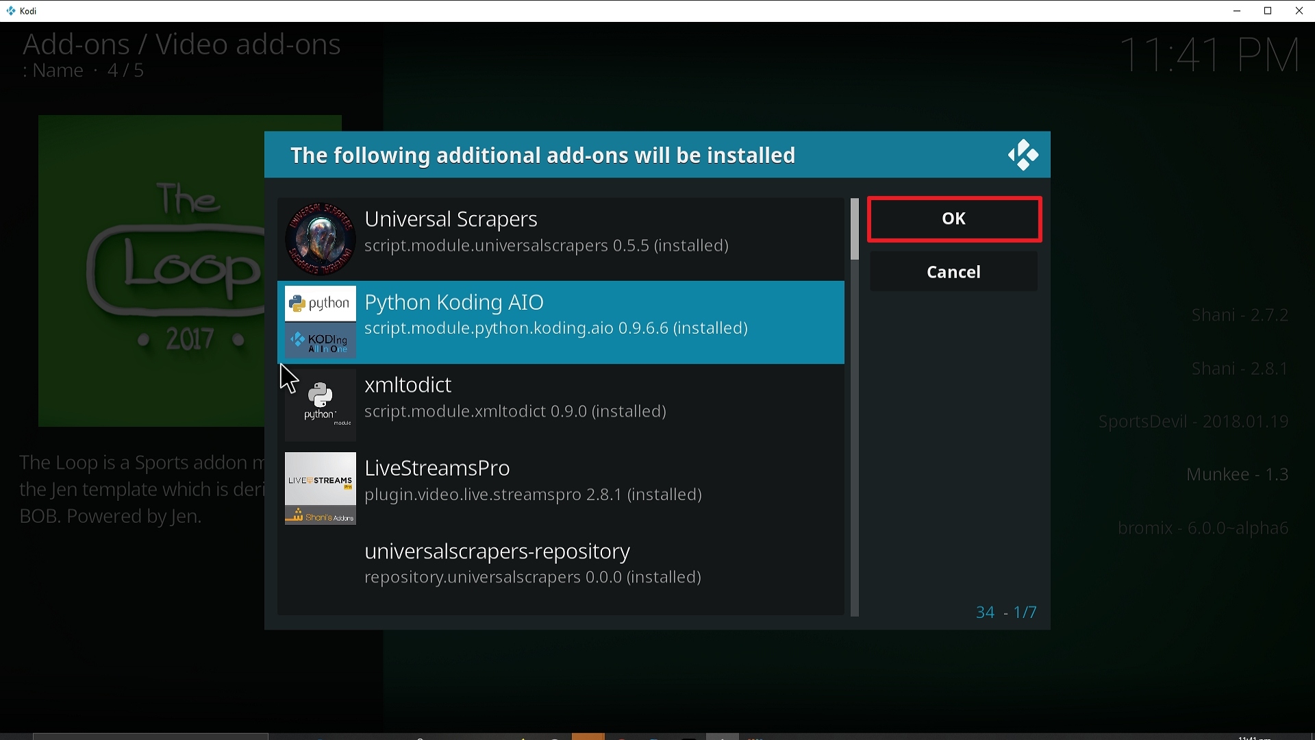Step 24 Installing The Loop addon on Kodi
