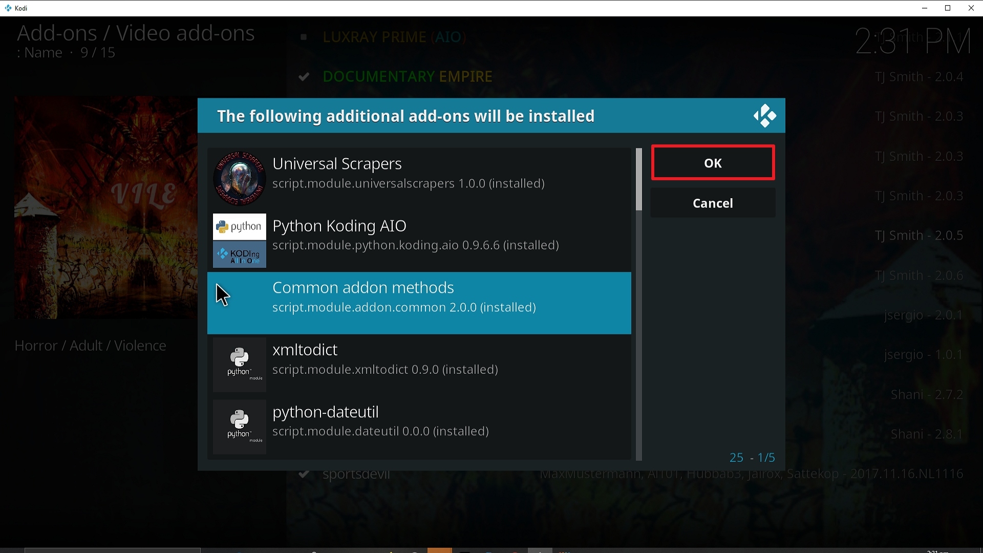 Step 24 Installing Vile addon on Kodi