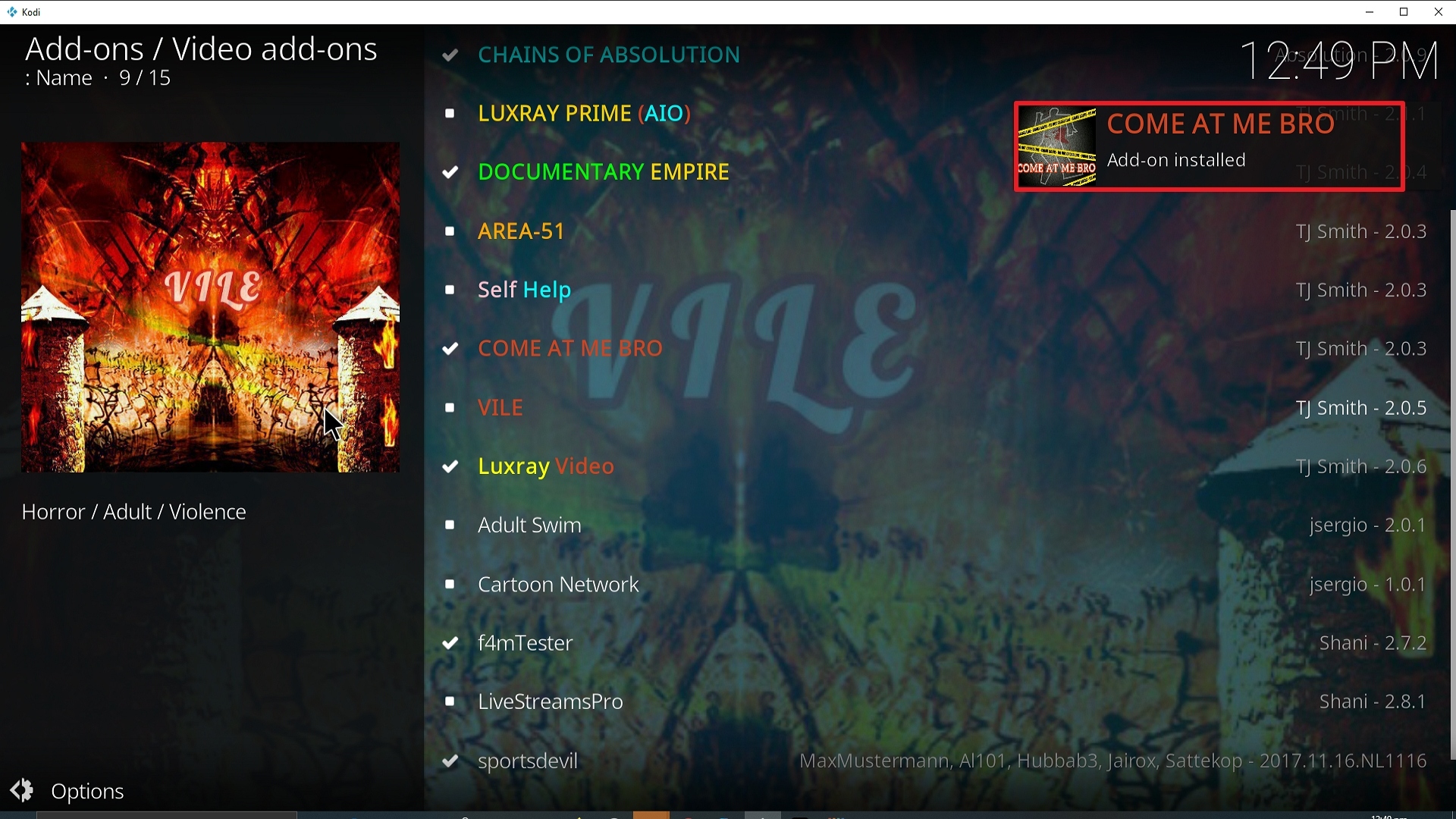 Step 25 Installing Come at me Bro addon on Kodi