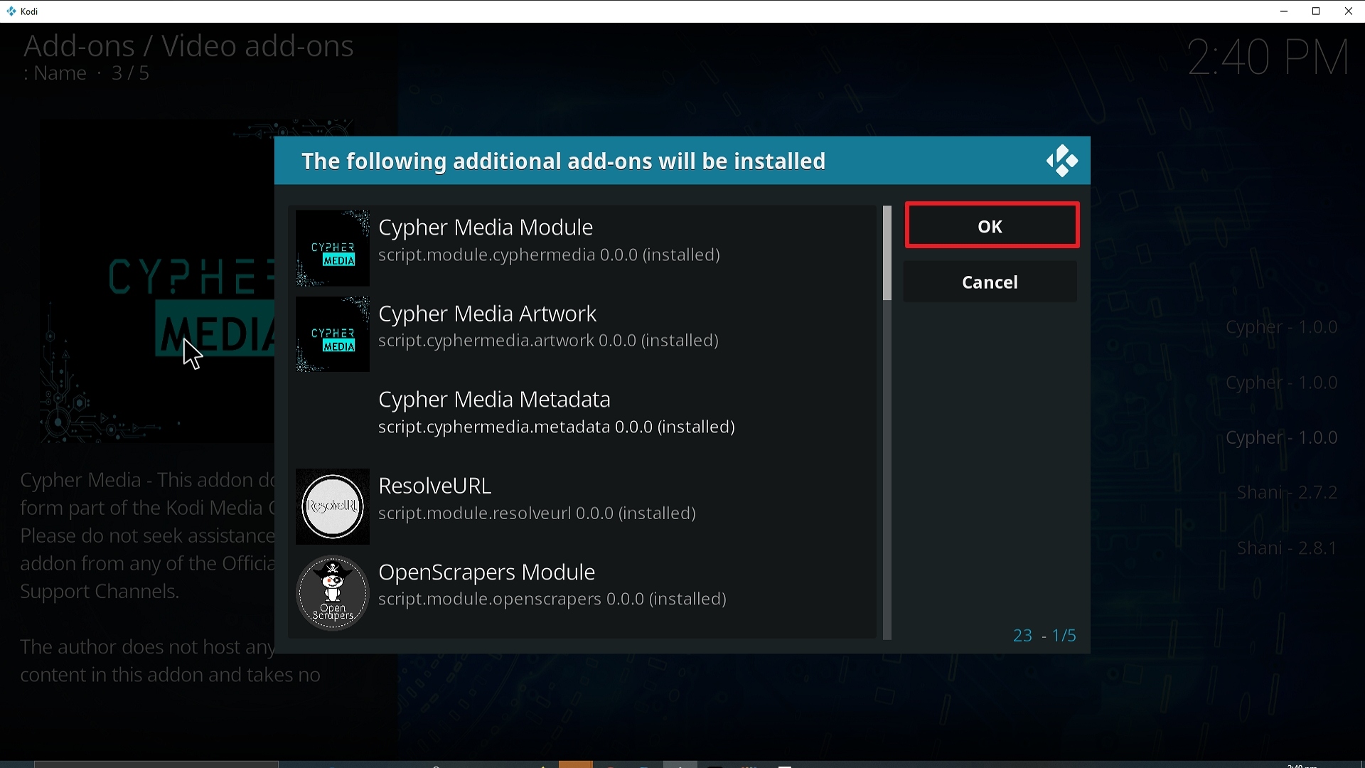 Step 25 Installing Cypher Media Kodi addon on Kodi