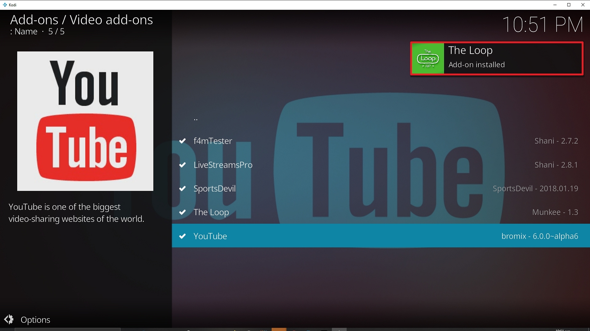 Step 25 Installing The Loop addon on Kodi