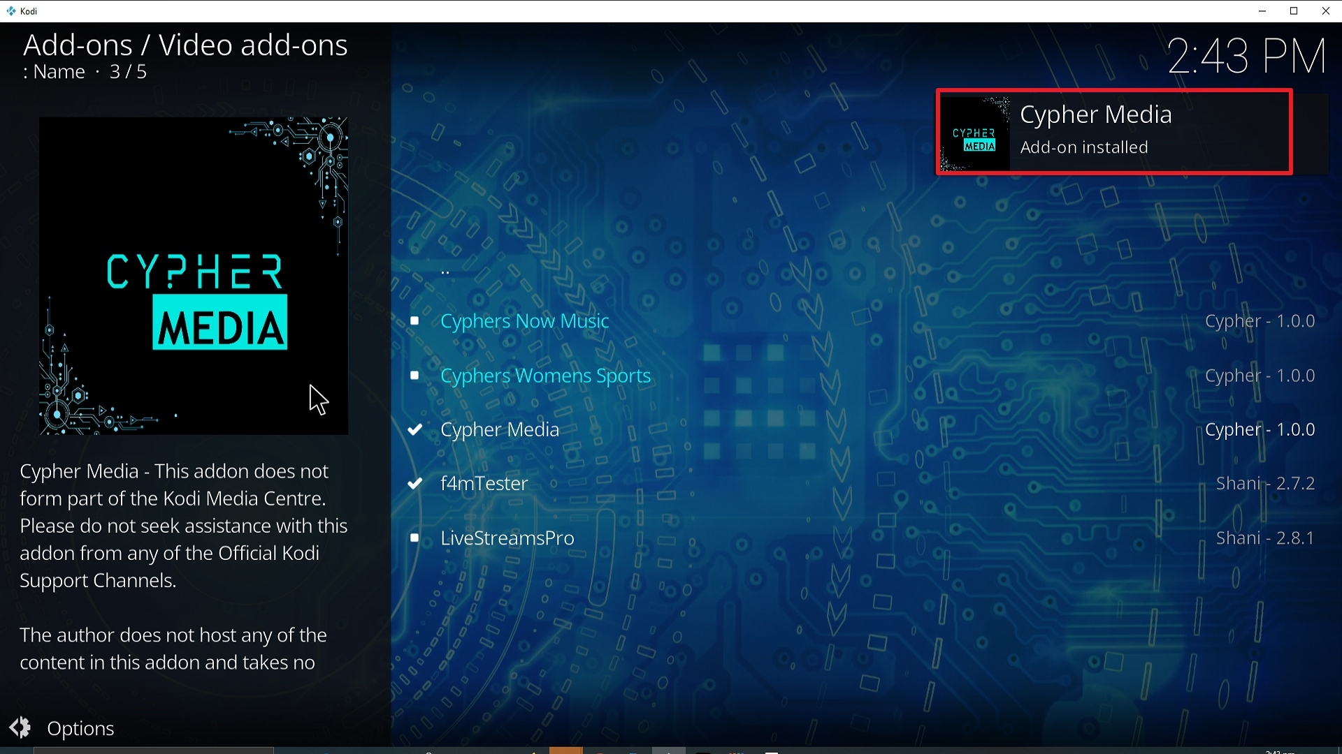 Step 26 Installing Cypher Media Kodi addon on Kodi
