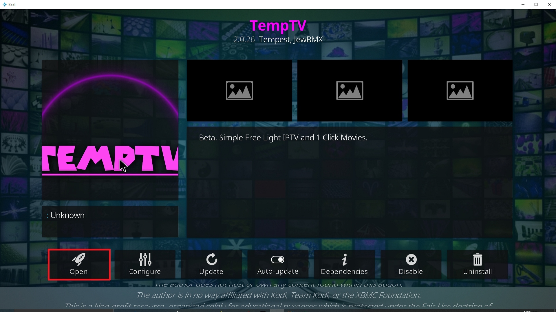 Step 26 Installing TemptTV Kodi addon on Kodi