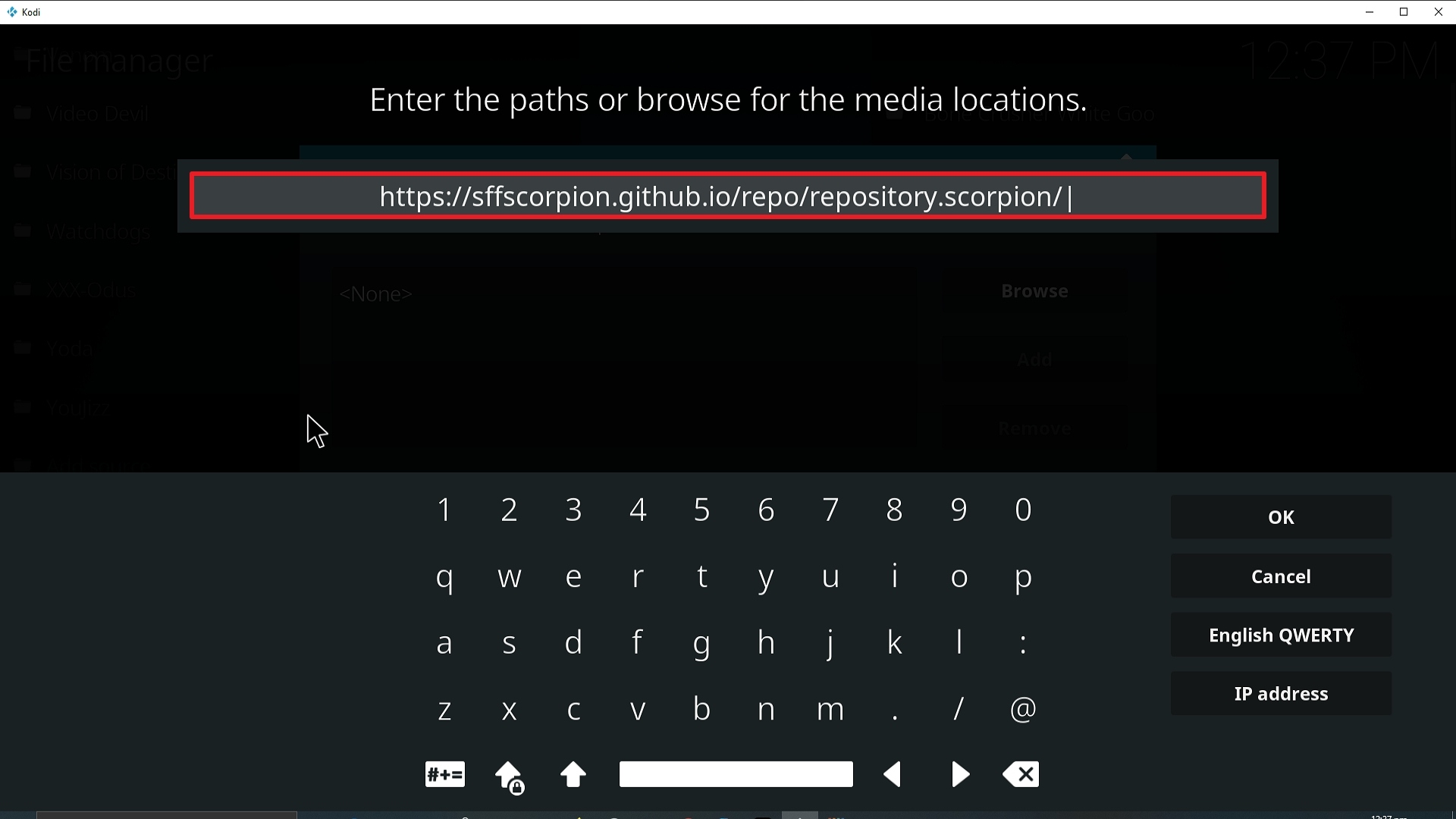 Step 9 Installing Scorpion addon on Kodi