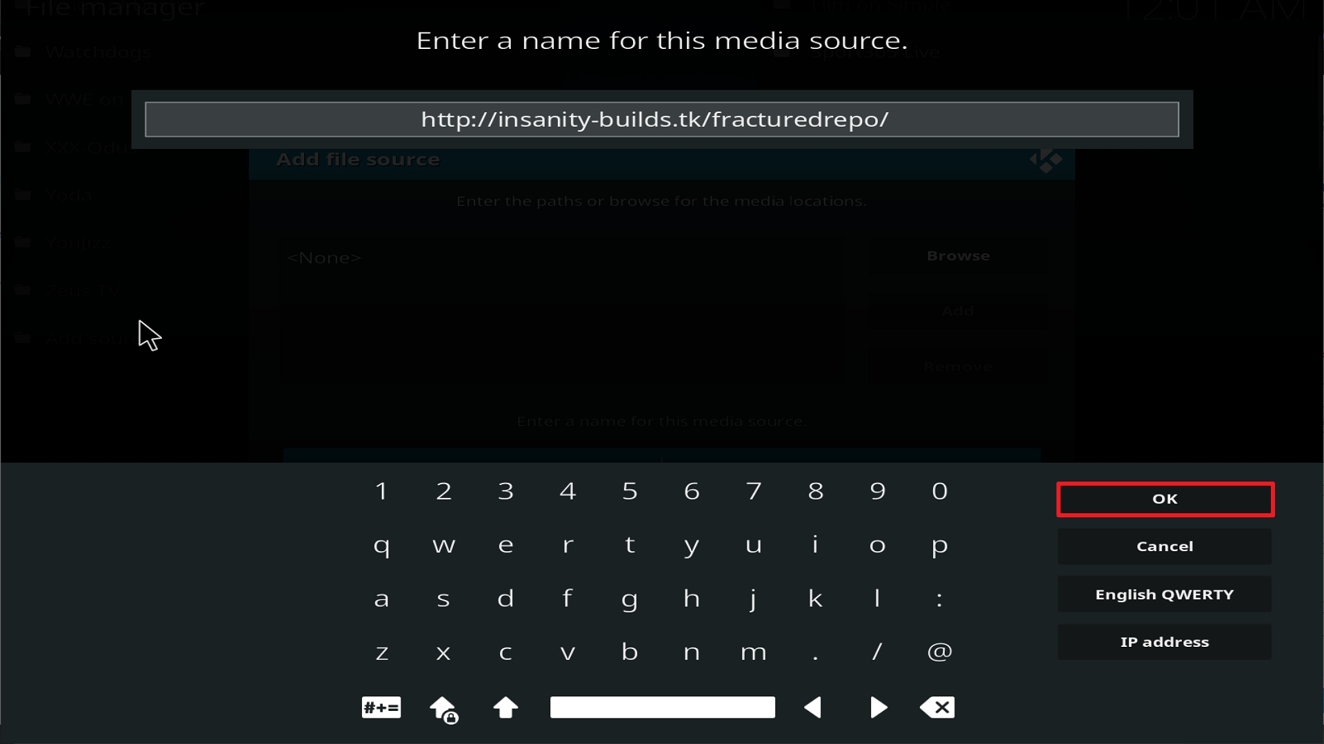 Step 10 Installing Fractured addon on Kodi