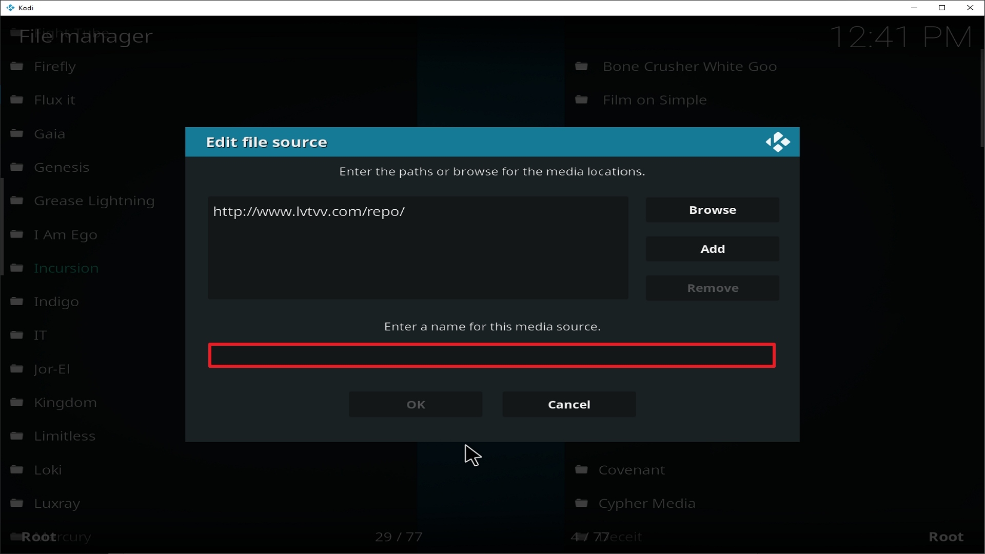 Step 11 Installing Incursion addon on Kodi