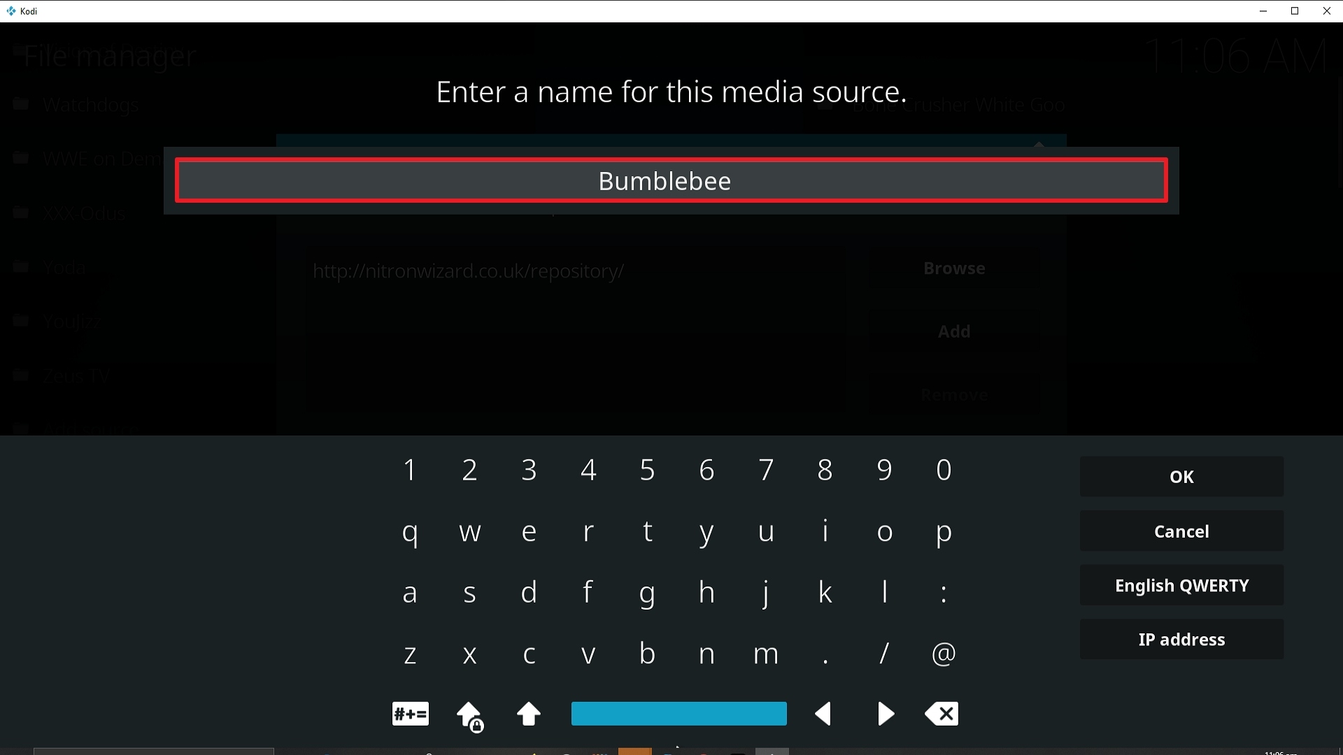 Step 12 Installing Bumblebee addon on Kodi