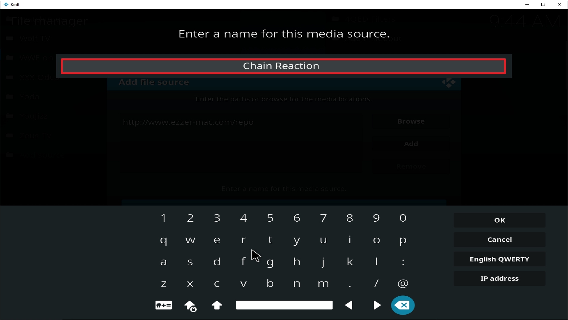 Step 12 Installing Chain Reation addon on Kodi