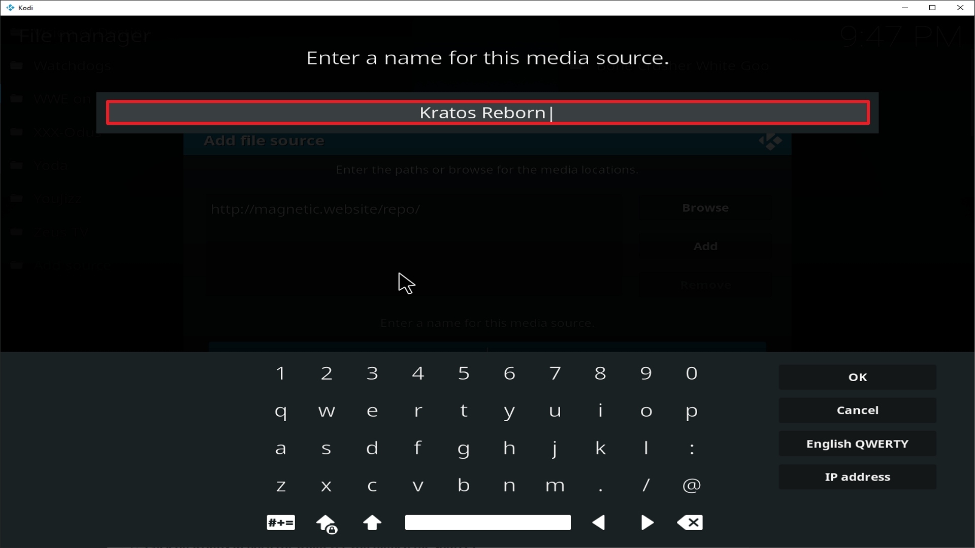 Step 12 Installing Kratos Reborn addon on Kodi