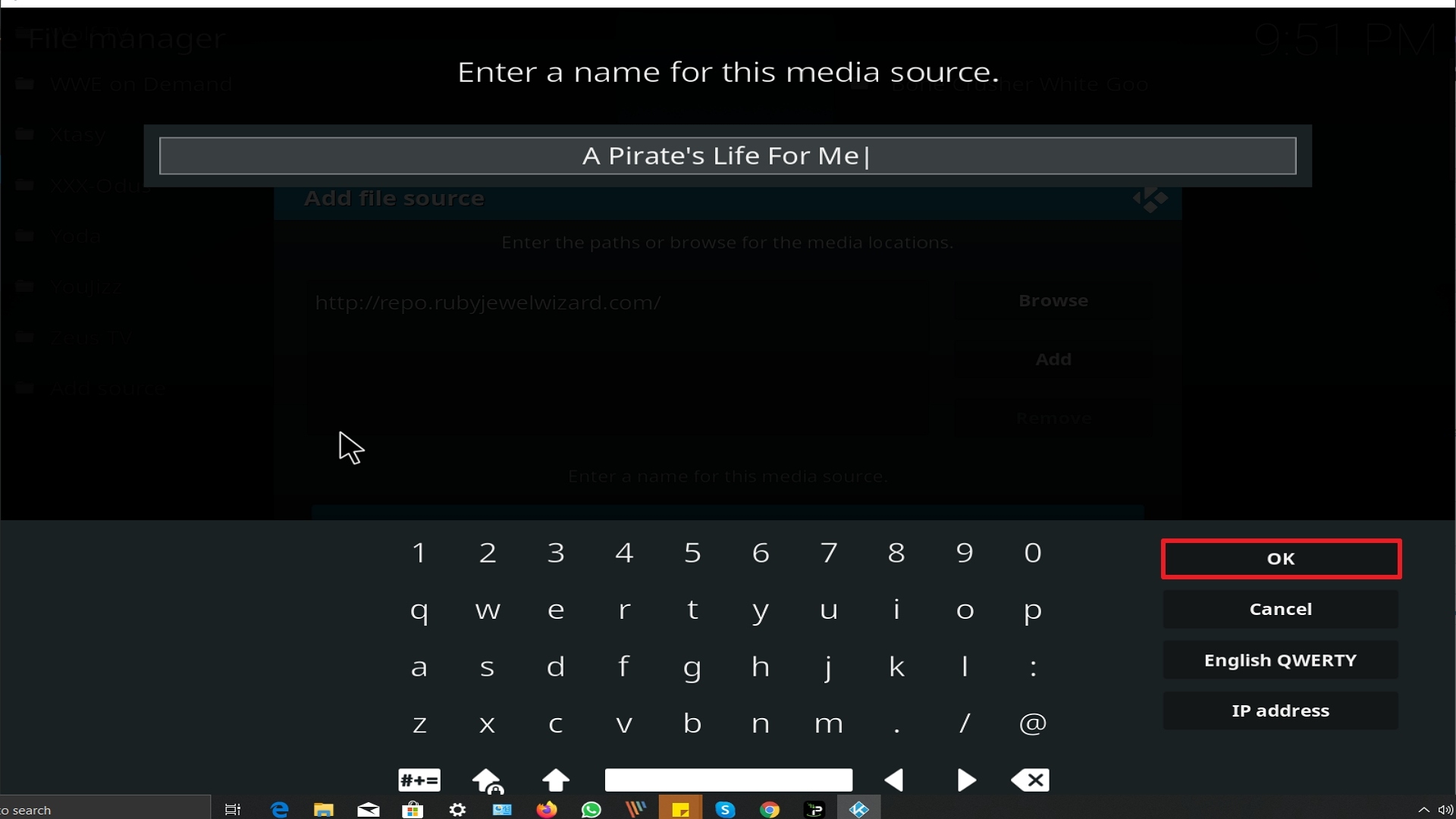 Step 13 Installing A Pirate's Life For Me addon on Kodi