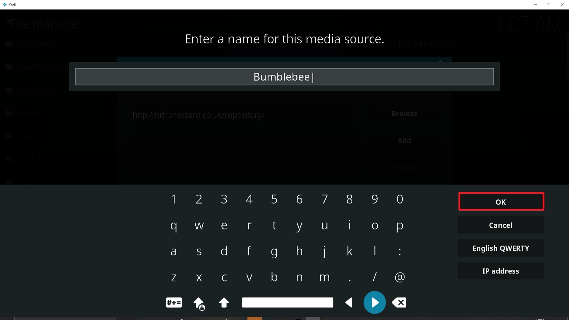 Step 13 Installing Bumblebee addon on Kodi
