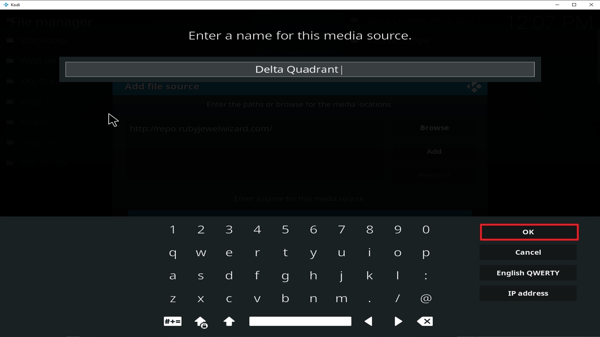 Step 13 Installing Delta Quadrant addon on Kodi