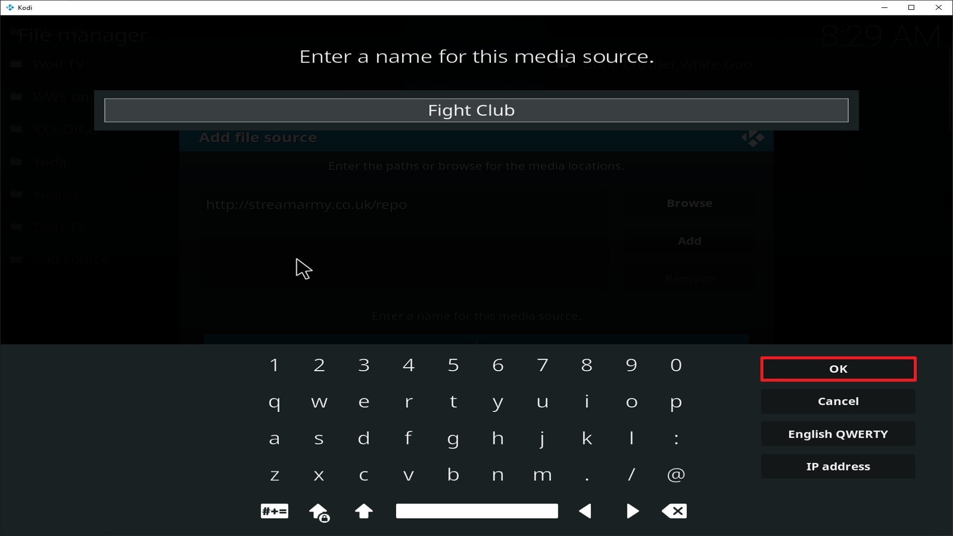 Step 13 Installing Fight Club addon on Kodi