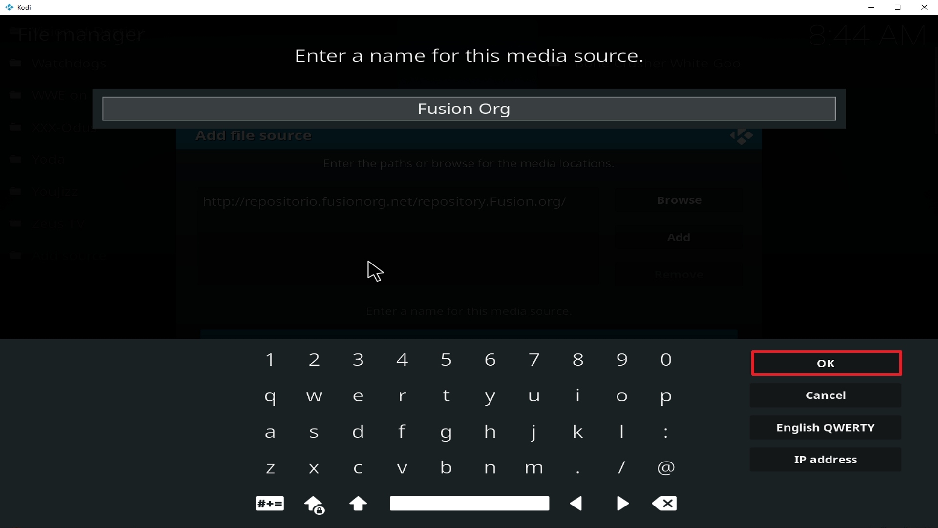 Step 13 Installing Fusion Org addon on Kodi