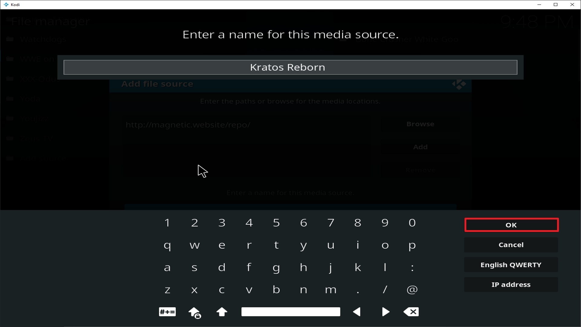 Step 13 Installing Kratos Reborn addon on Kodi