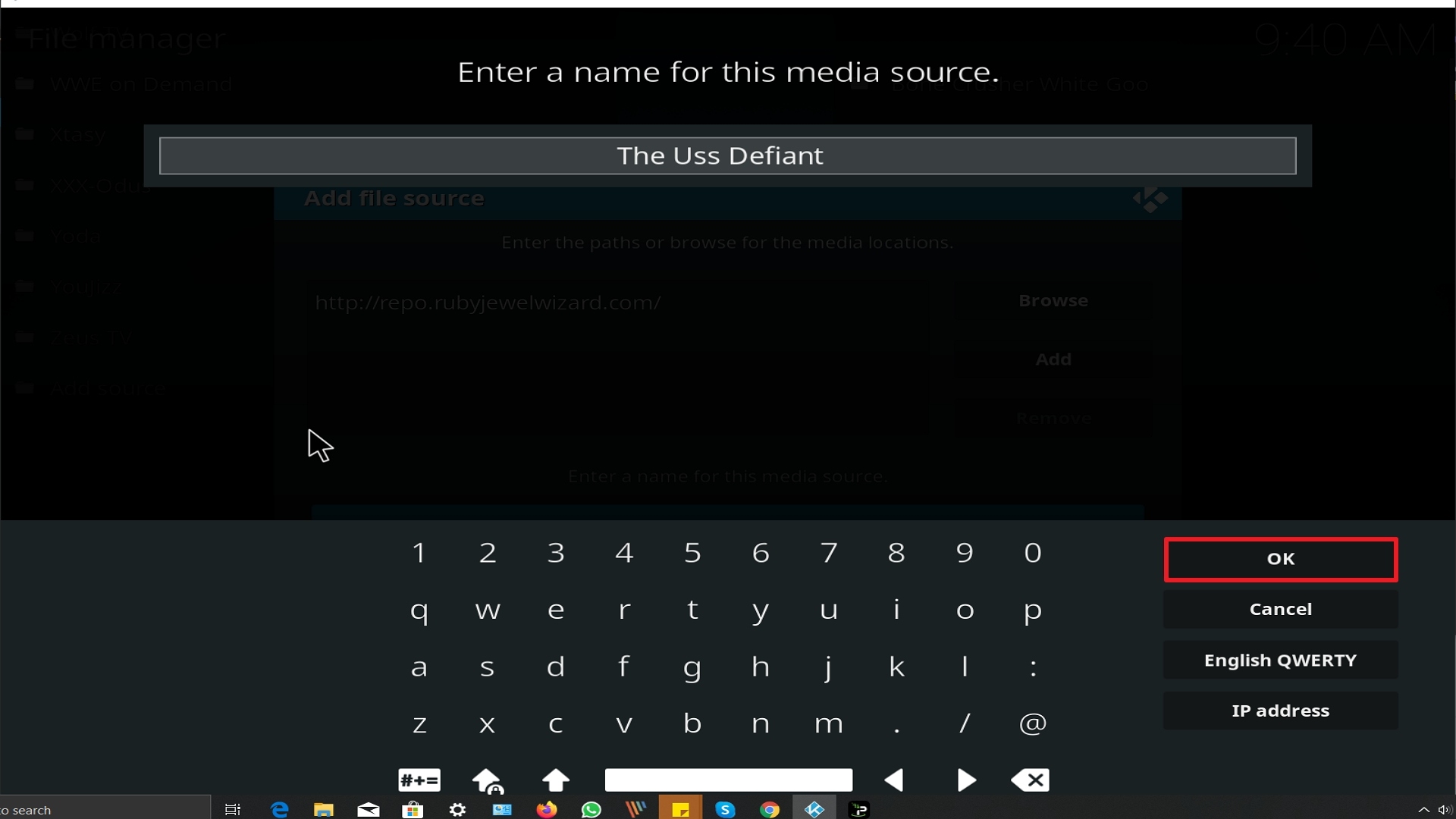 Step 13 Installing The Uss Defiant addon on Kodi