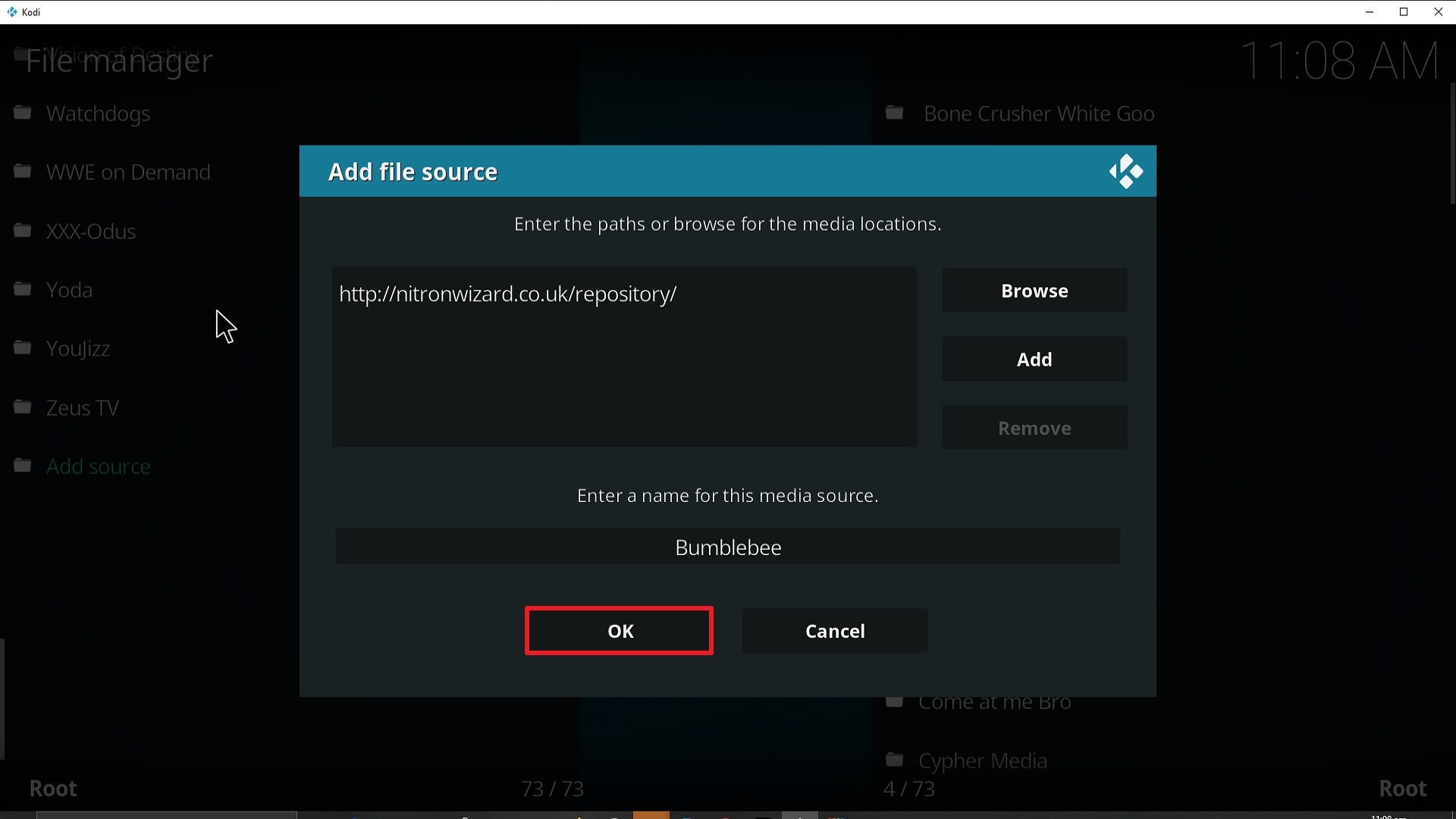 Step 14 Installing Bumblebee addon on Kodi