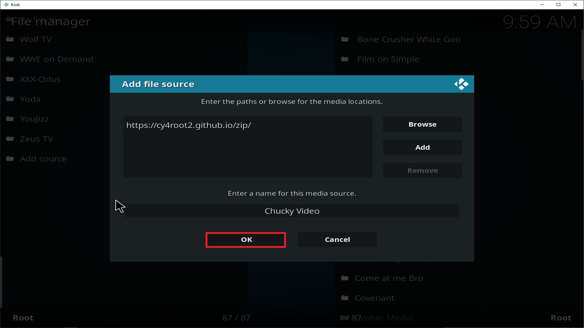Step 14 Installing Chucky Video addon on Kodi