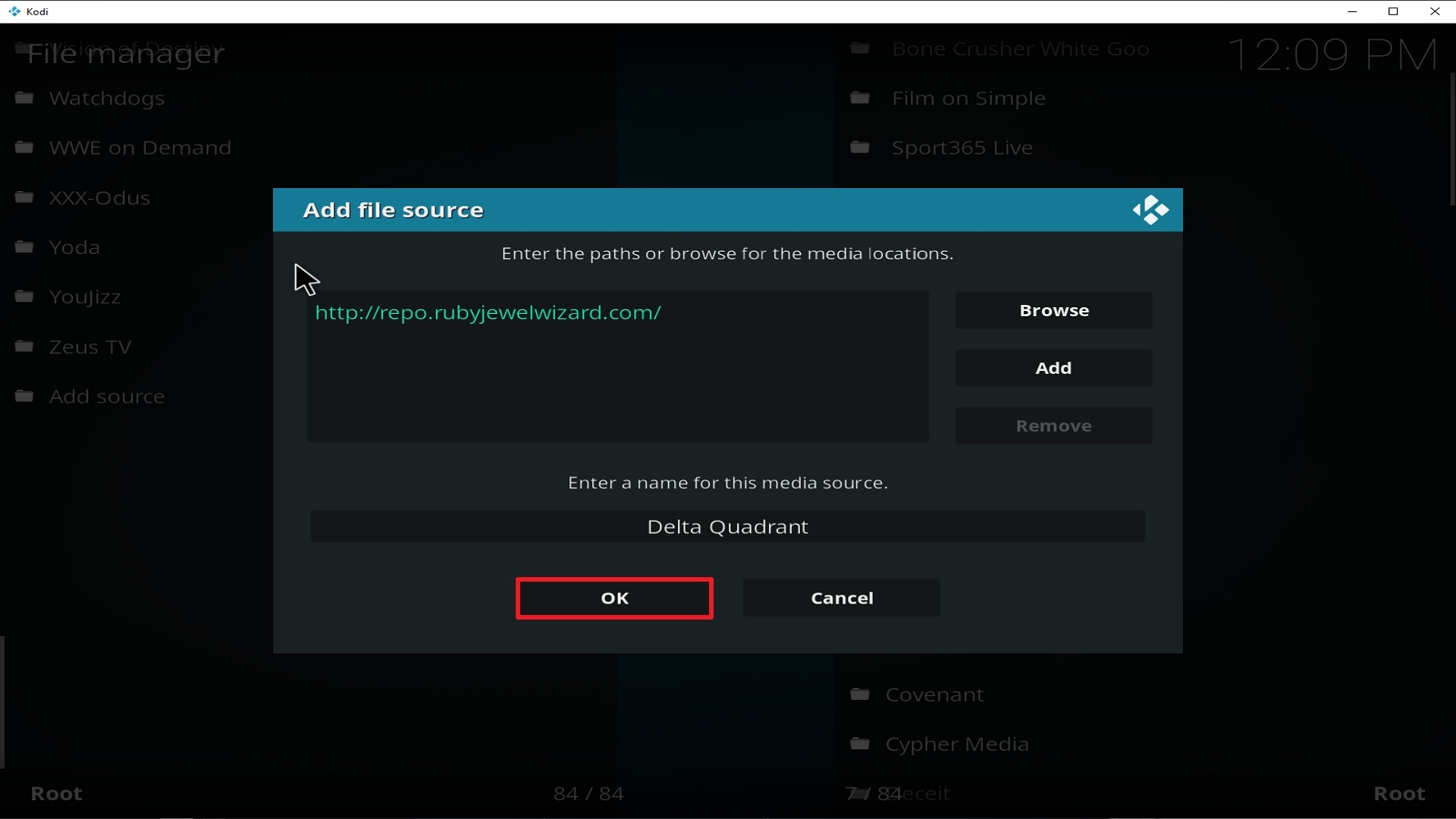 Step 14 Installing Delta Quadrant addon on Kodi