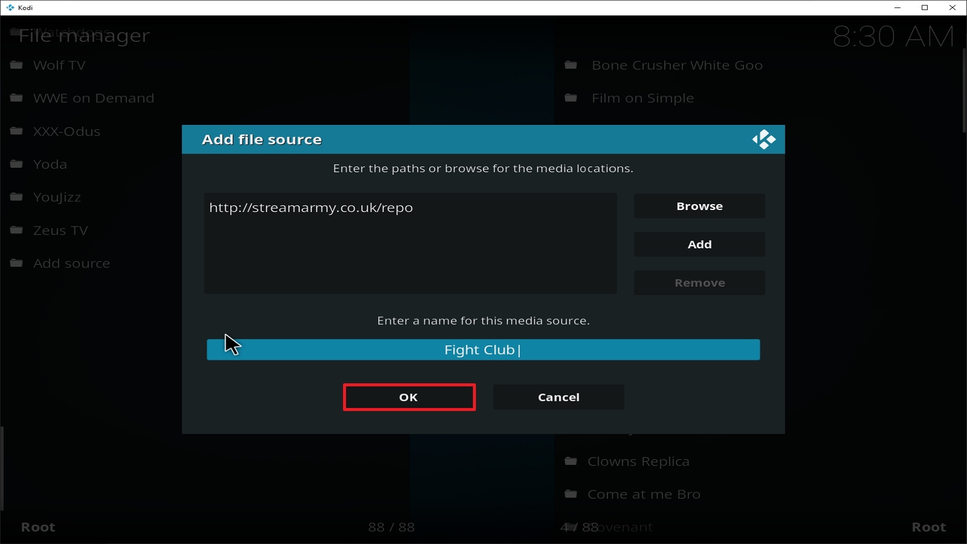 Step 14 Installing Fight Club addon on Kodi