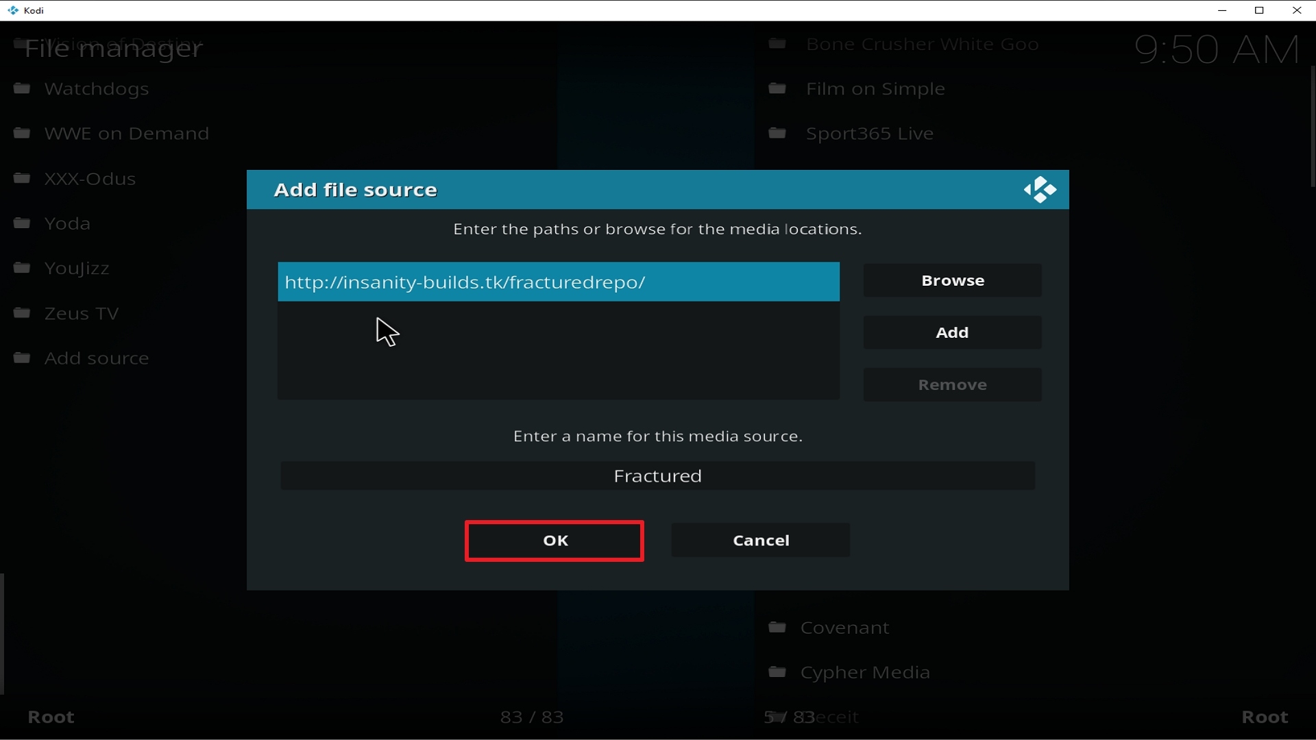 Step 14 Installing Fractured addon on Kodi