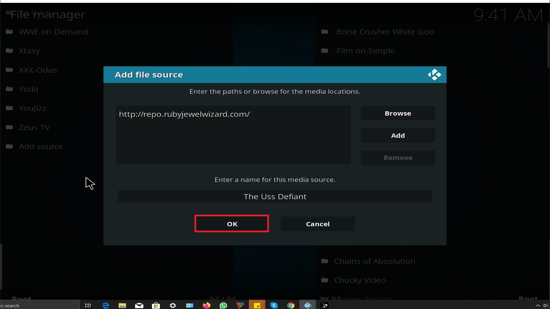 Step 14 Installing The Uss Defiant addon on Kodi