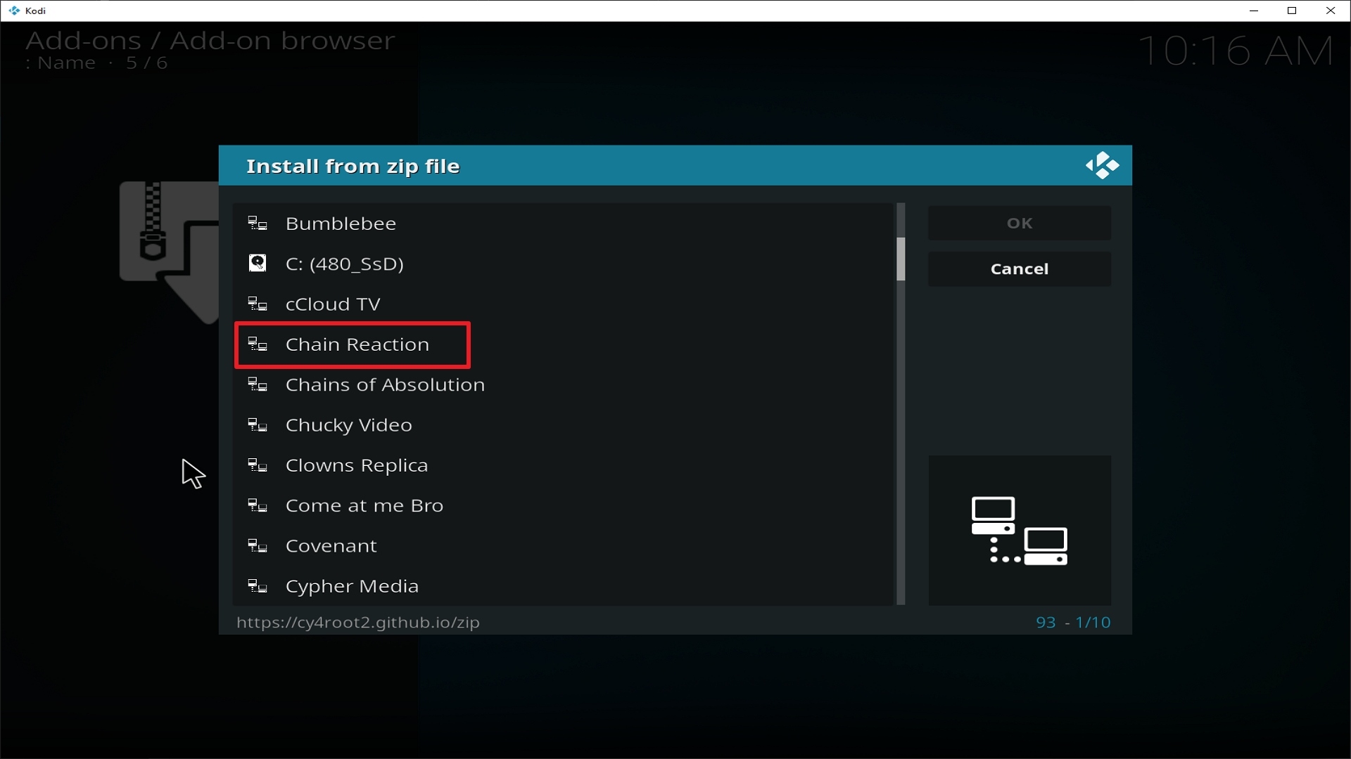 Step 17 Installing Chain Reation addon on Kodi