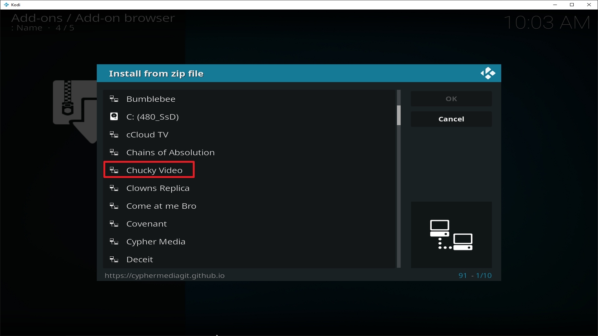 Step 17 Installing Chucky Video addon on Kodi